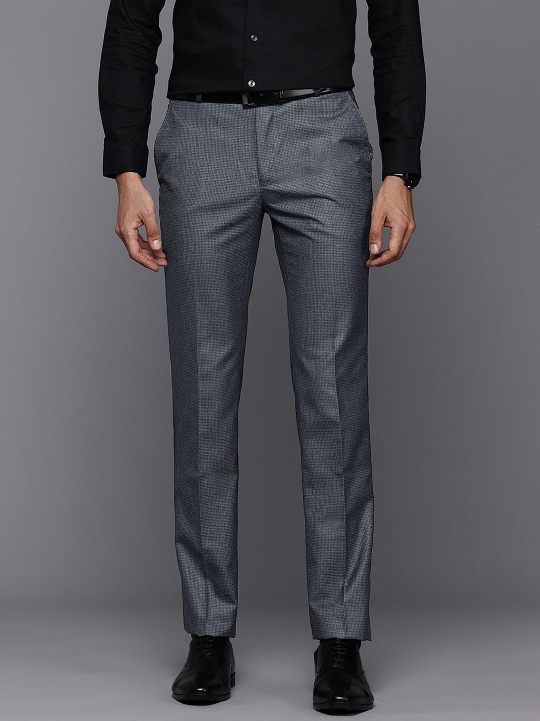Raymond Men Checked Slim Fit Formal Trousers