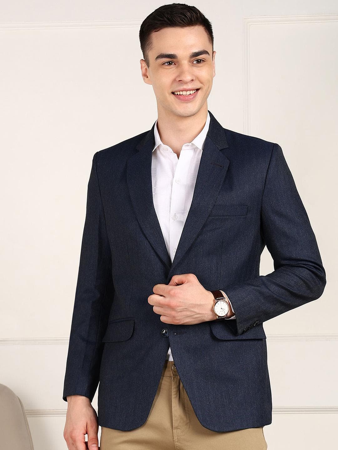 FUBAR Notched Lapel Collar Slim-Fit Single Breasted Formal Blazers