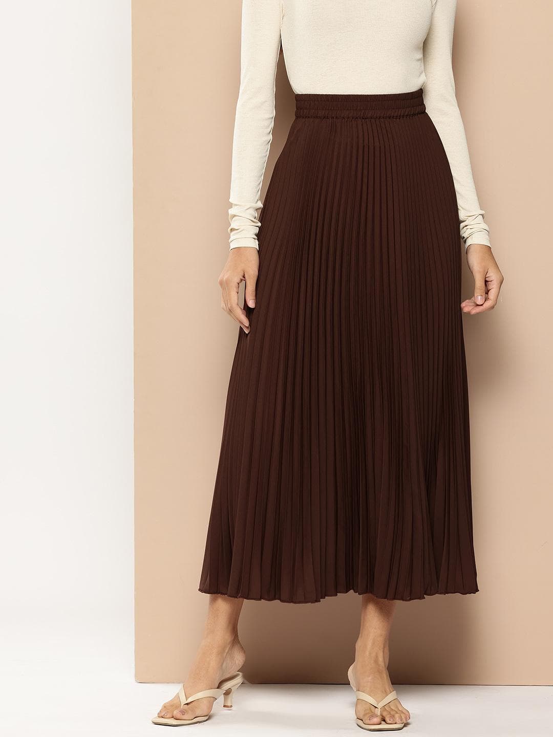 Chemistry Accordion Pleats Maxi Flared Skirt