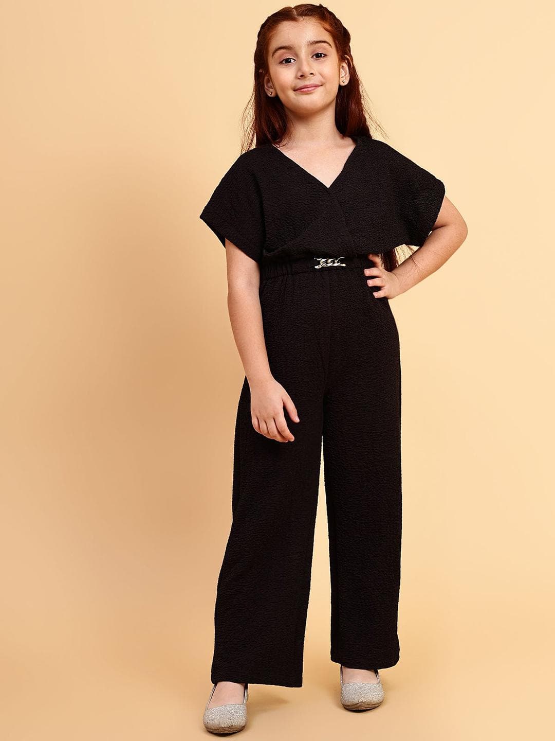 YK Girls V-Neck Basic Jumpsuit