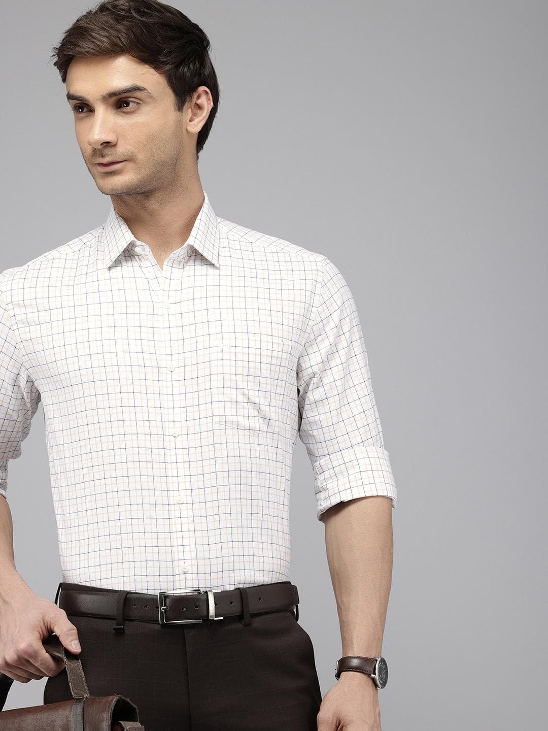 Arrow Manhattan Slim Fit Checked Pure Cotton Formal Shirt