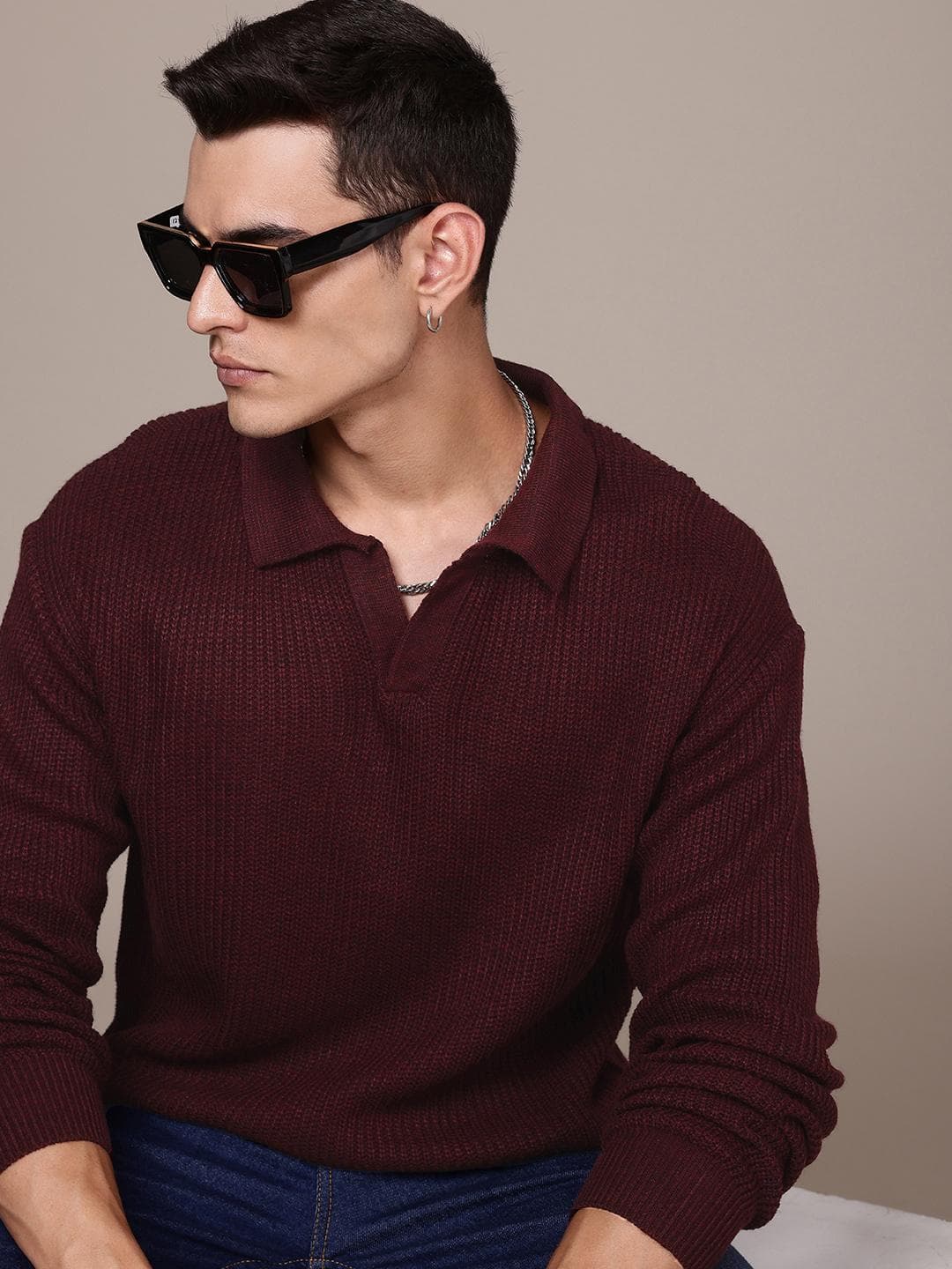 Roadster The Life Co. Spread Collar Pullover Sweater