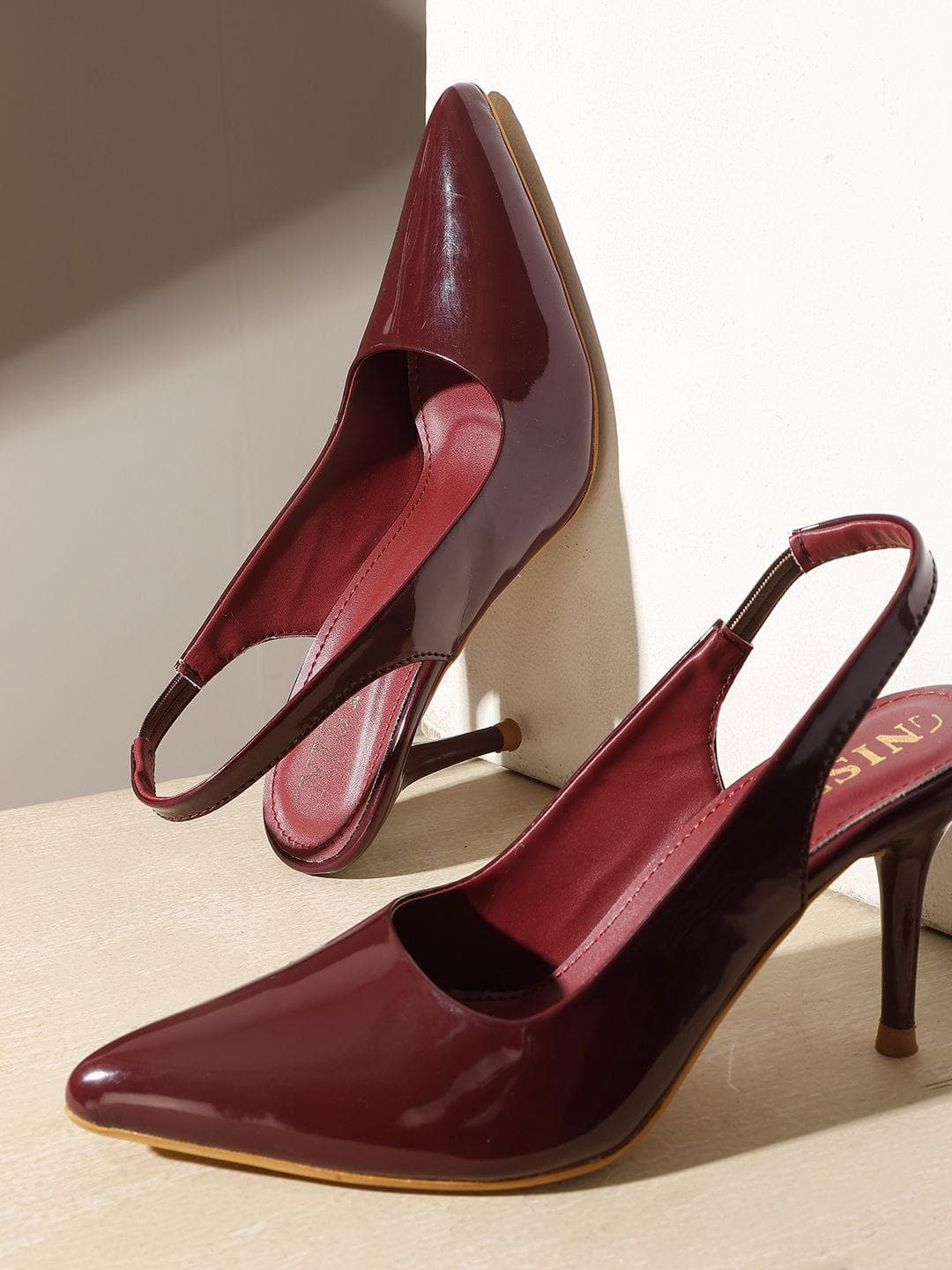 GNIST Pointed Toe Stiletto Slingback Heeled Pumps