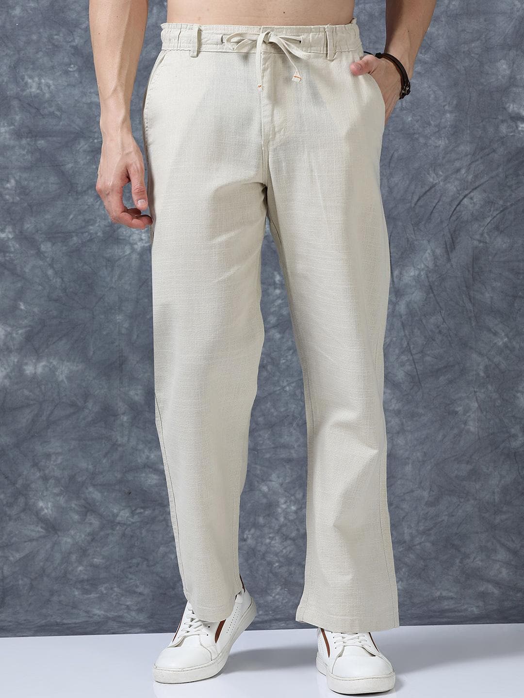 The Roadster Lifestyle Co Linen Relaxed-Fit Regular Trousers