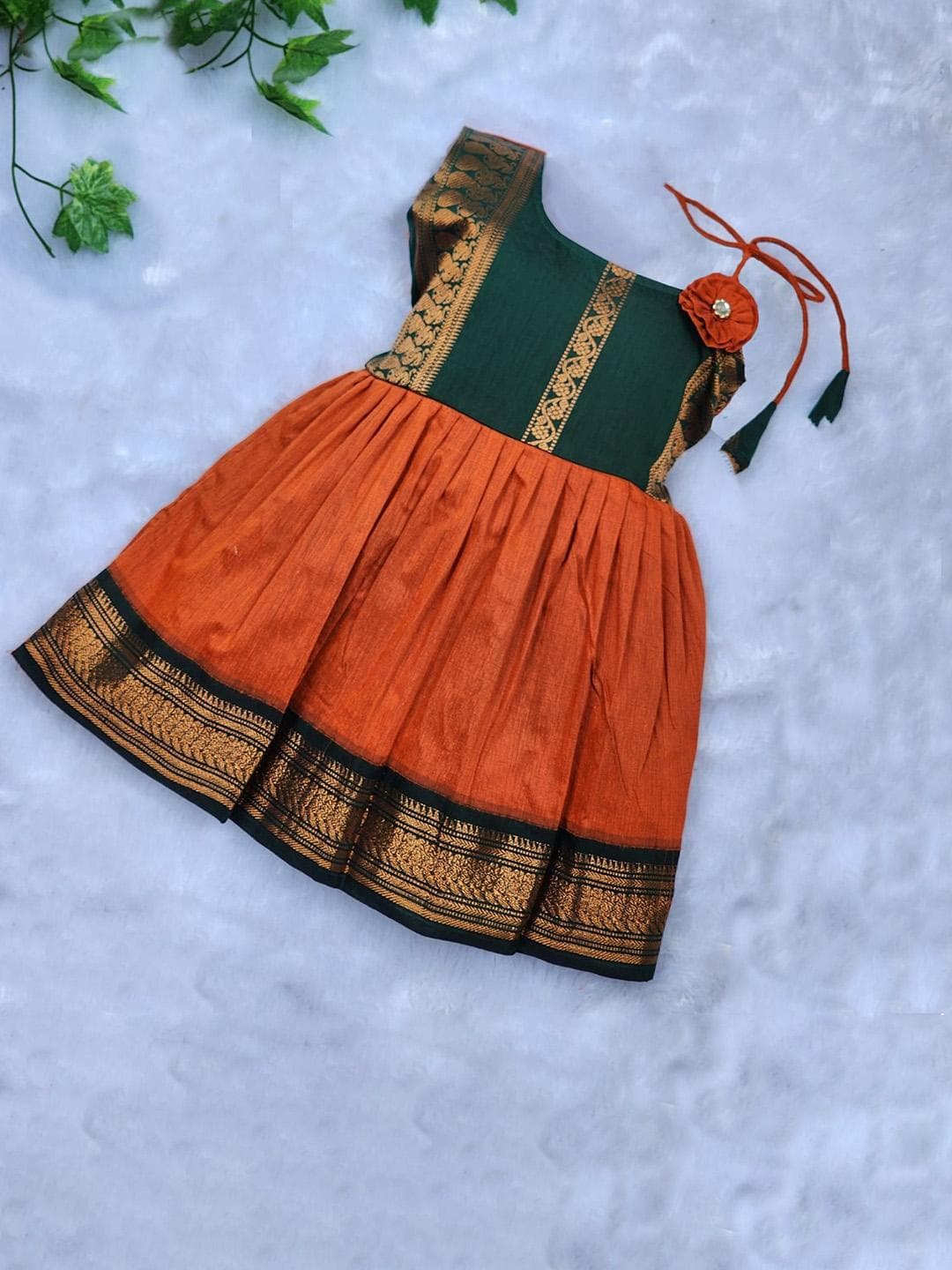Buy BAESD Girls Woven Ethnic Wear Cotton Flower Knot Frock - - Apparel for Girls