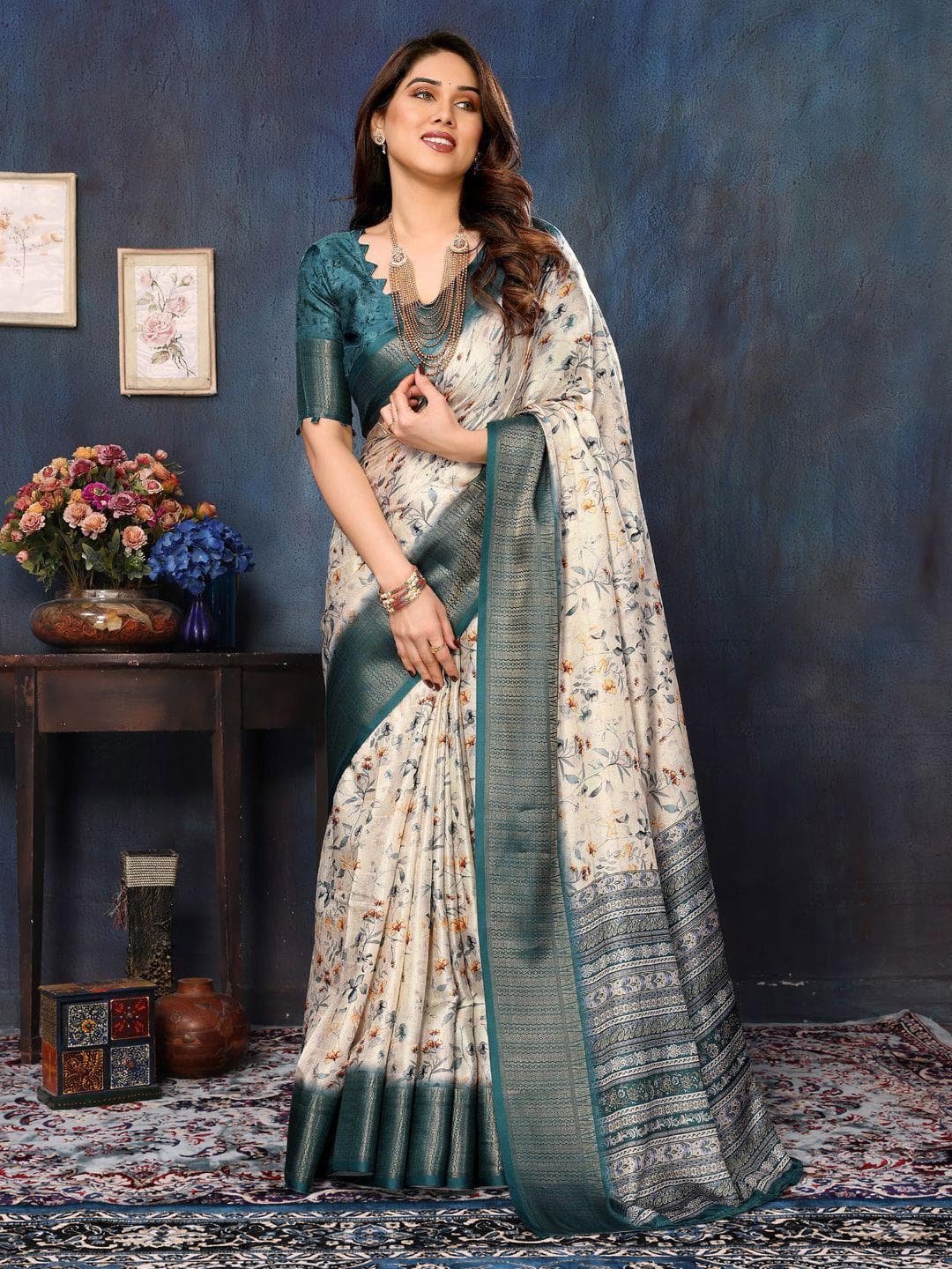 Mitera Floral Zari Saree