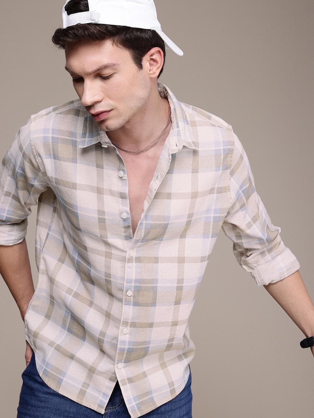 WROGN Checked Pure Cotton Casual Shirt