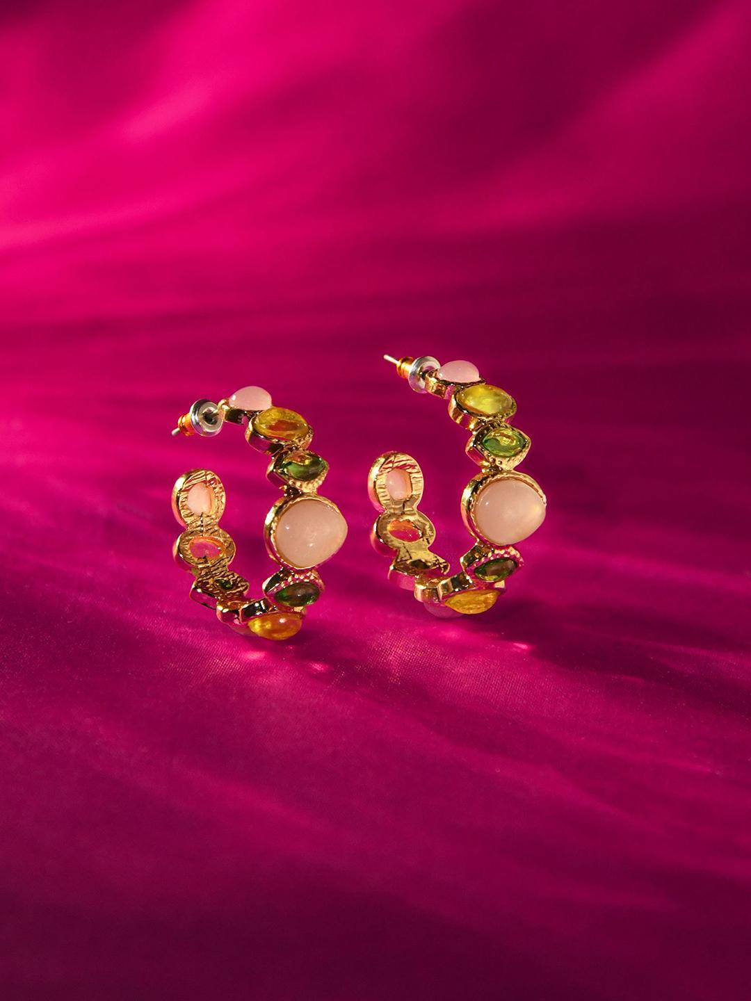 Buy Accessorize Crystal Studded Circular Hoop Earrings - - Accessories for Women