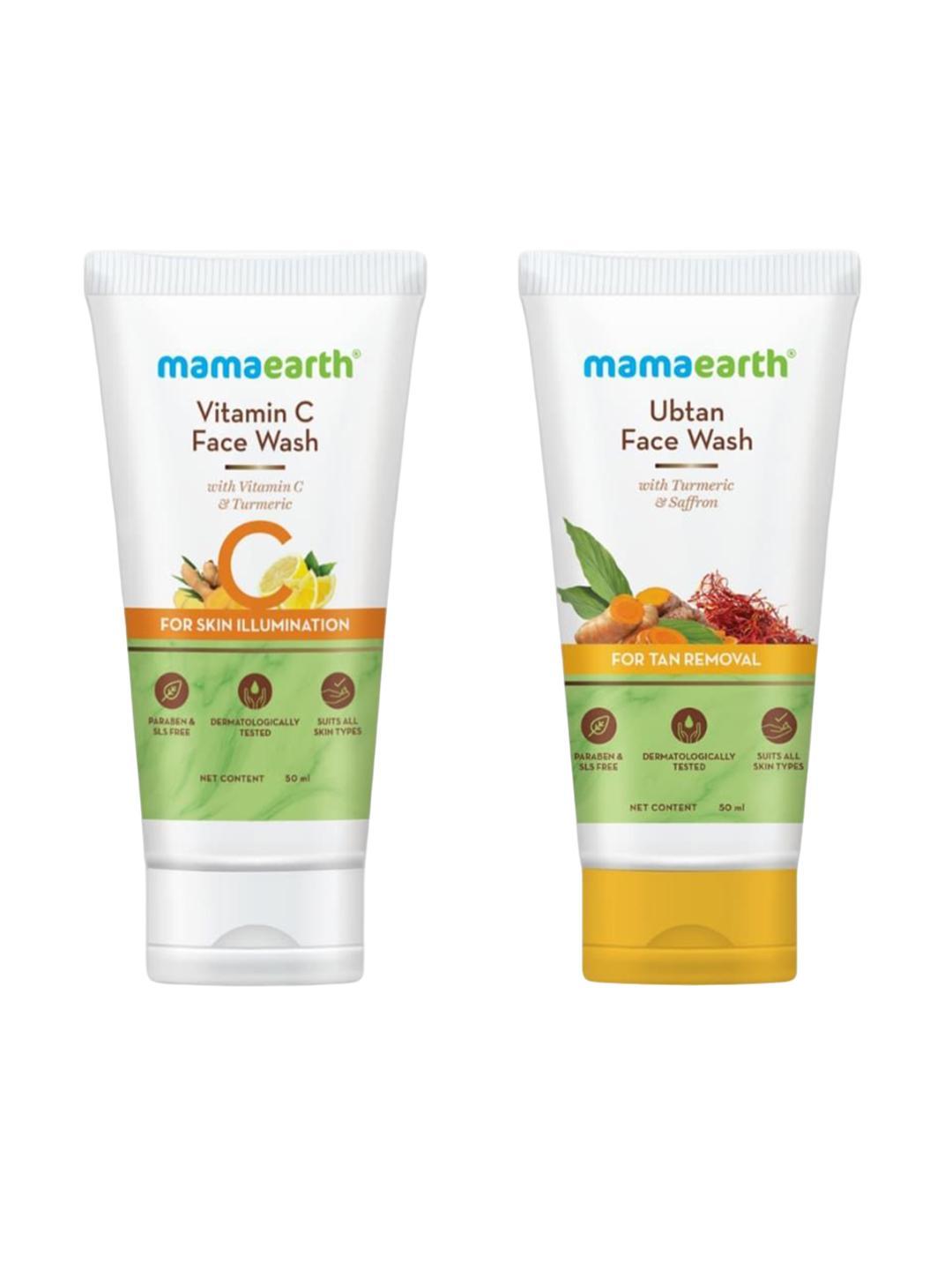 Buy Mamaearth Set Of Vitamin C & Ubtan Face Wash 50ml Each - - Personal Care for Unisex