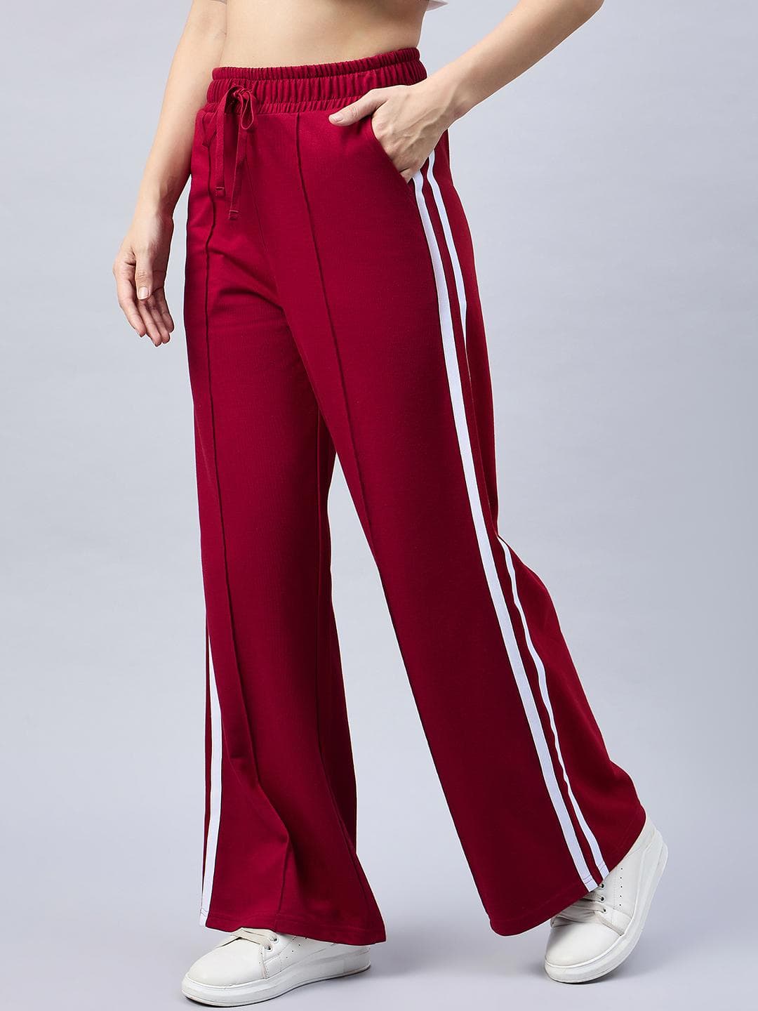 FEMEA Women Flared Fit Mid Rise Track Pant