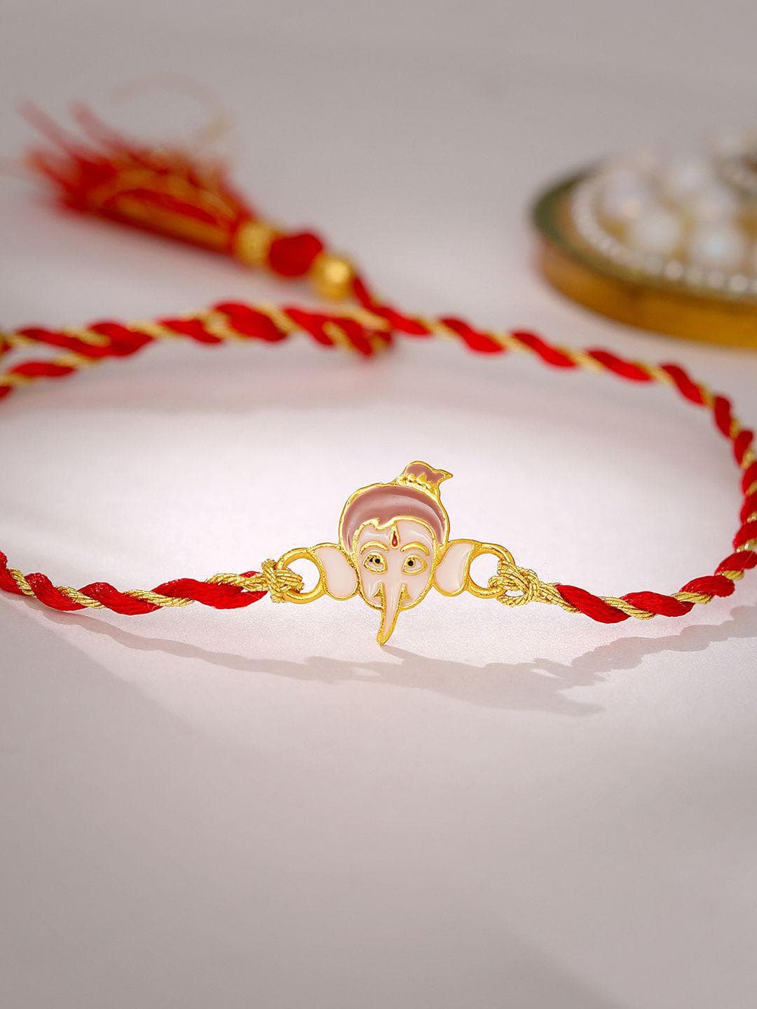 GIVA Boys 925 Silver Ganesh Thread Rakhi