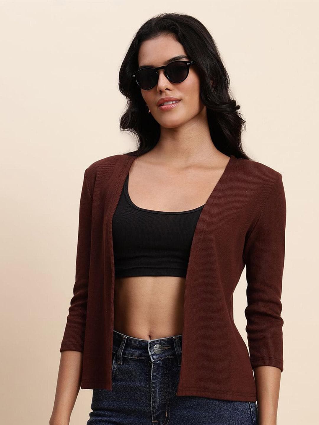 UnaOne Ribbed Pure Cotton Open Front Shrug