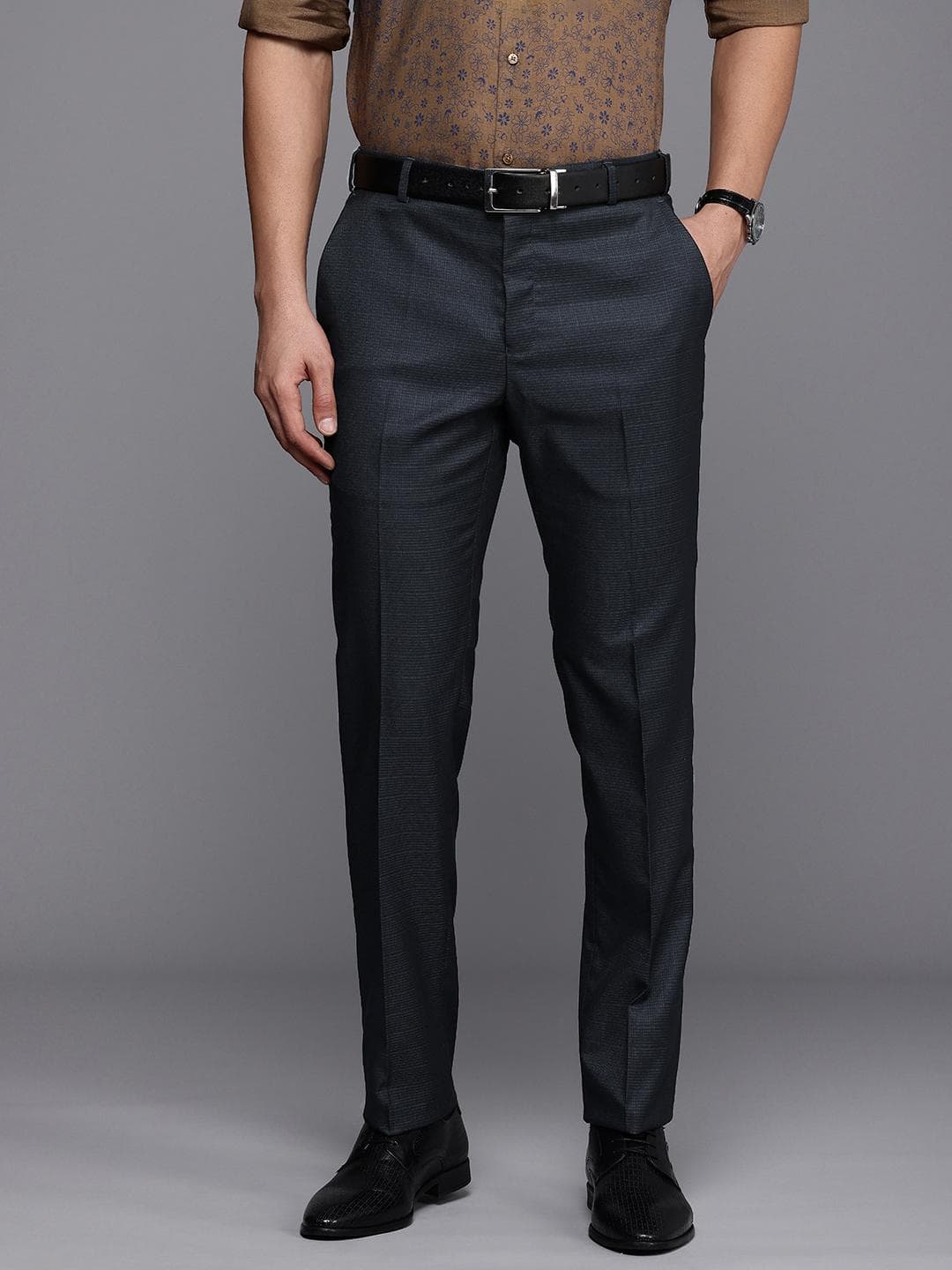 Raymond Men Checked Slim Fit Formal Trousers