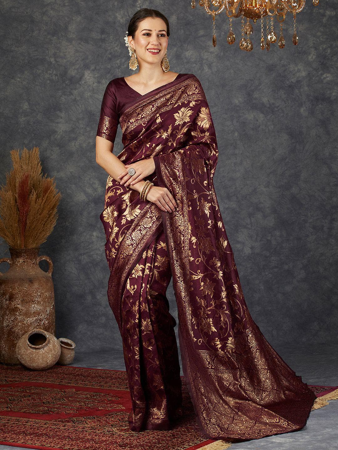 KALINI Ethnic Motifs Zari Banarasi Saree