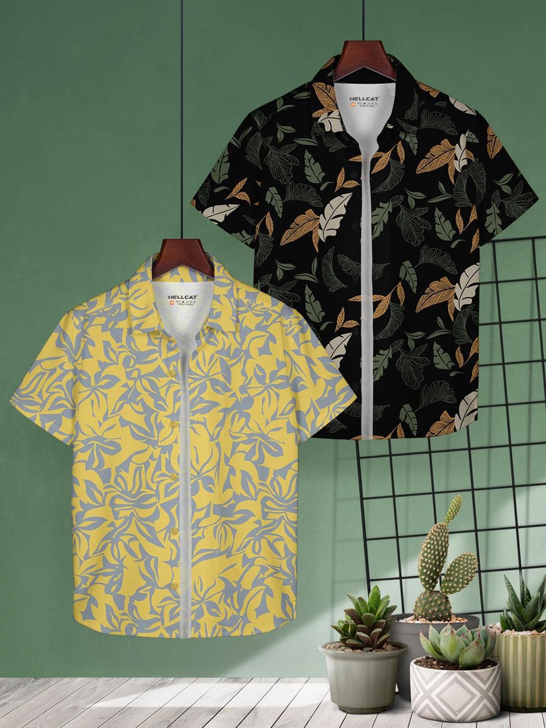 HELLCAT Boys Pack of 2 Cotton Opaque Printed Casual Shirt