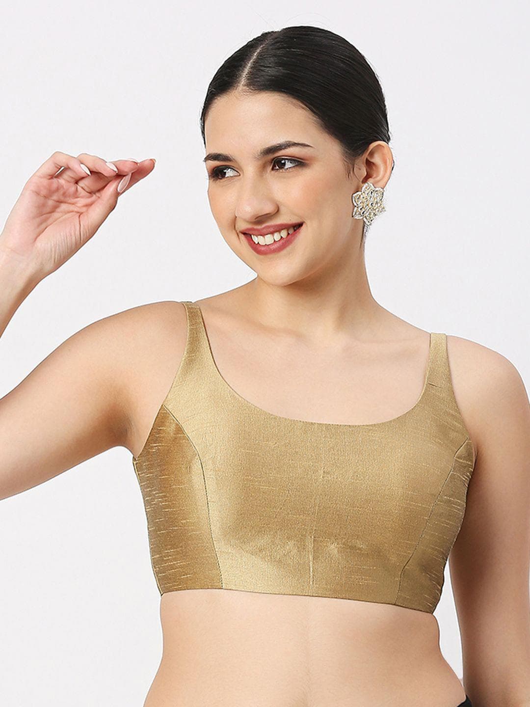 neckbook Women Solid Readymade Sleeveless Saree Blouse