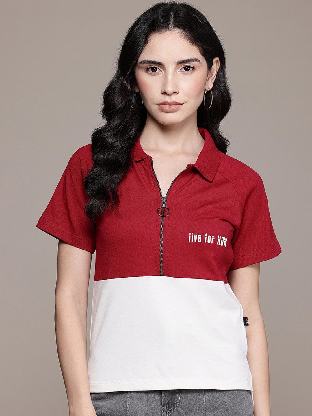 Roadster Colourblocked Polo Collar T-shirt