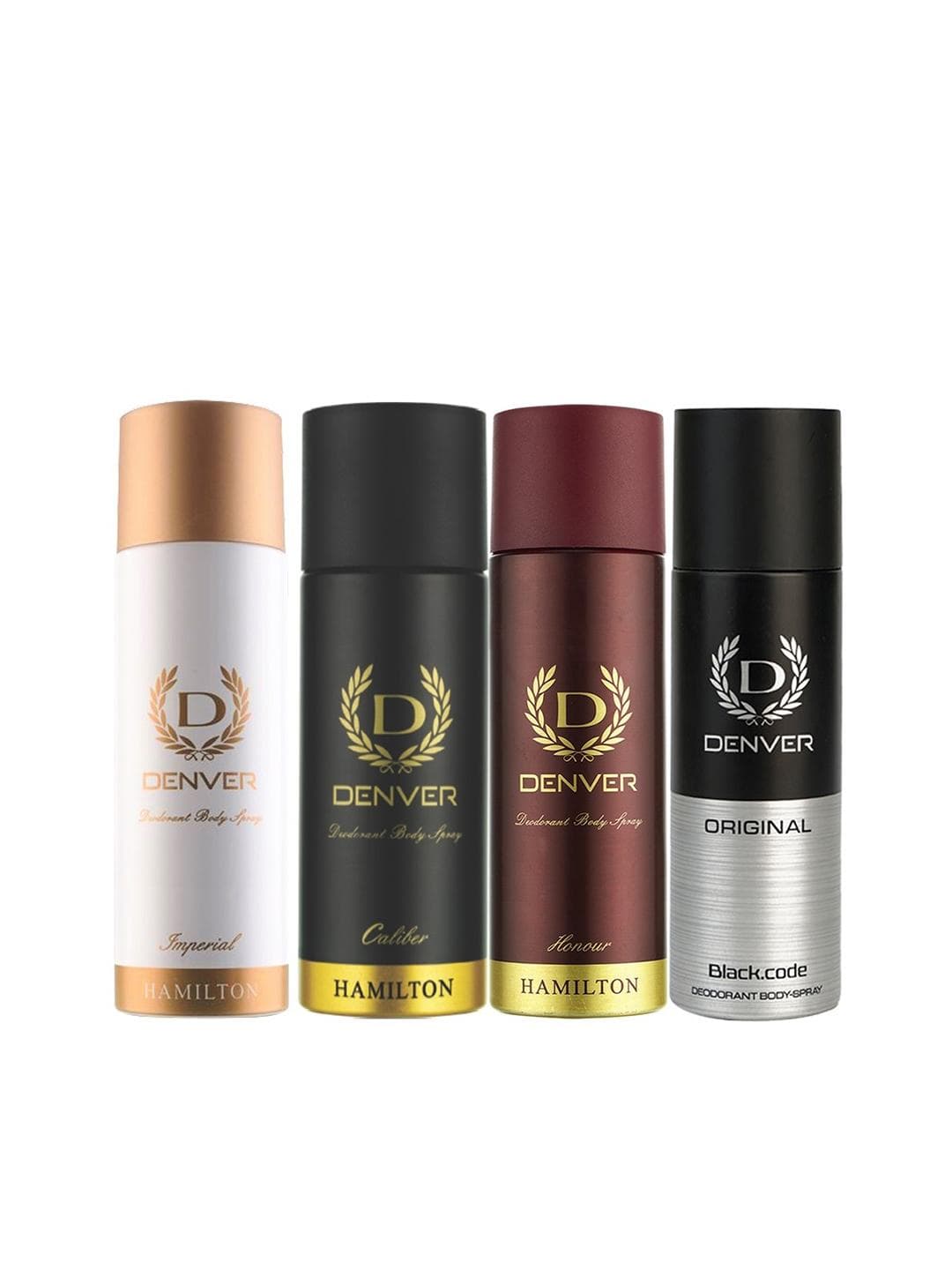 Buy Denver Men Set Of 4 Deodorant Spray 32g/50ml Each Black Code, Caliber, Honour & Imperial - - Personal Care for Men