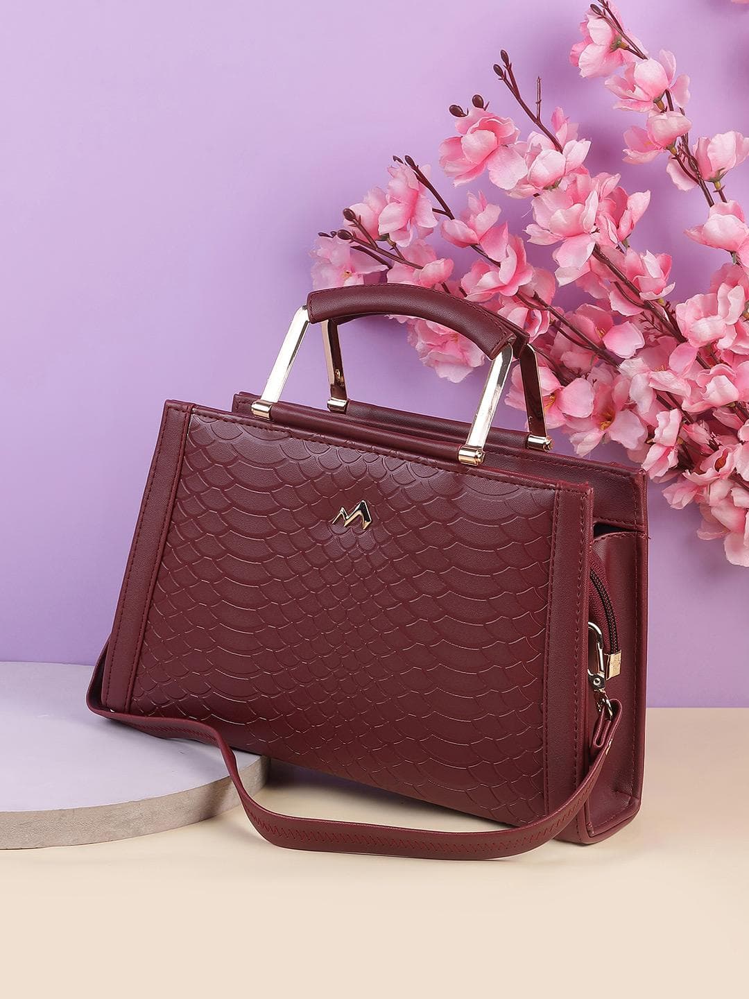 Buy Metro Textured Shopper Tote Bag With Cut Work - - Accessories for Women
