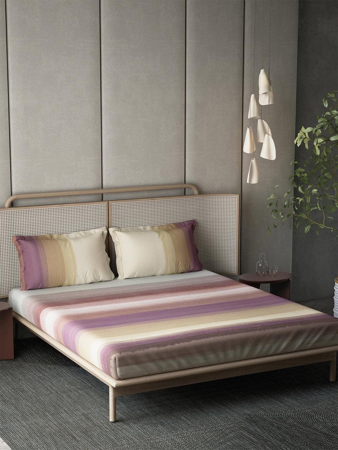 Buy DDecor Live Beautiful Burgundy Striped Cotton 144 TC Queen Bedsheet With 2 Pillow Covers 100 X 108 Inches - - Home for Unisex