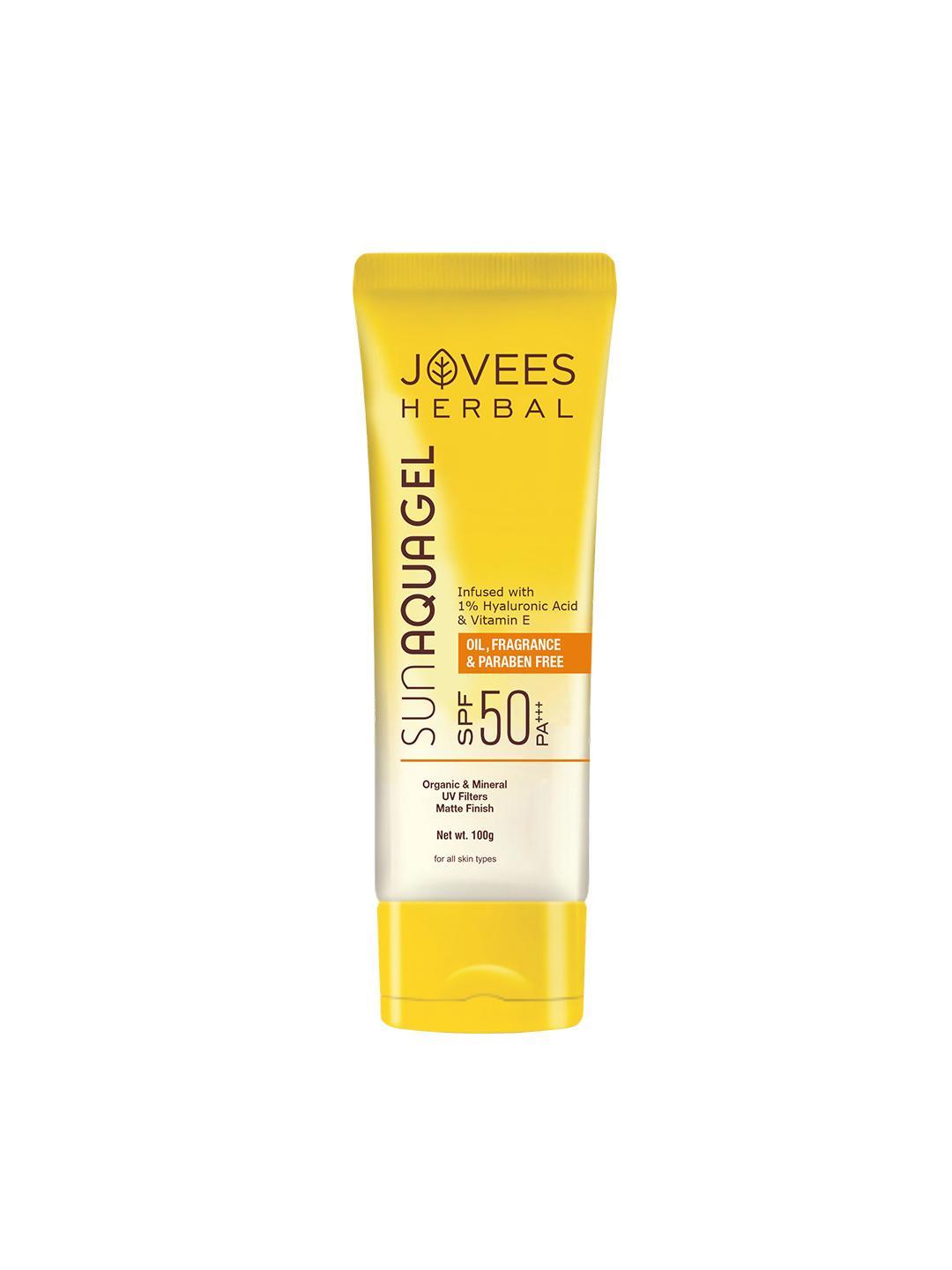 Buy Jovees Herbal Sun Aqua Gel SPF 50 PA+++ With 1% Hyaluronic Acid & Vitamin E 100 G - - Personal Care for Unisex