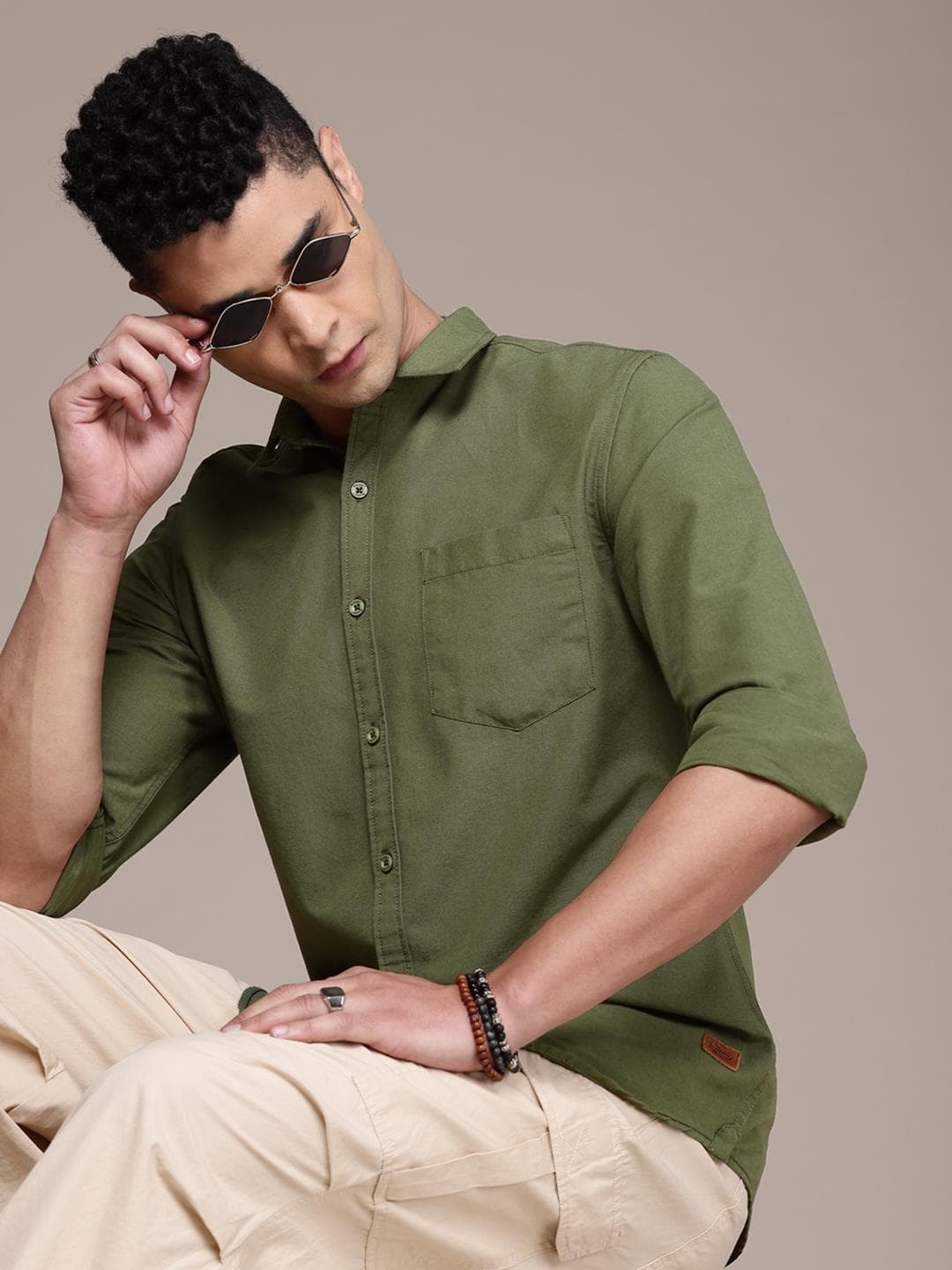 Roadster Men Solid Premium Regular Fit Shirt