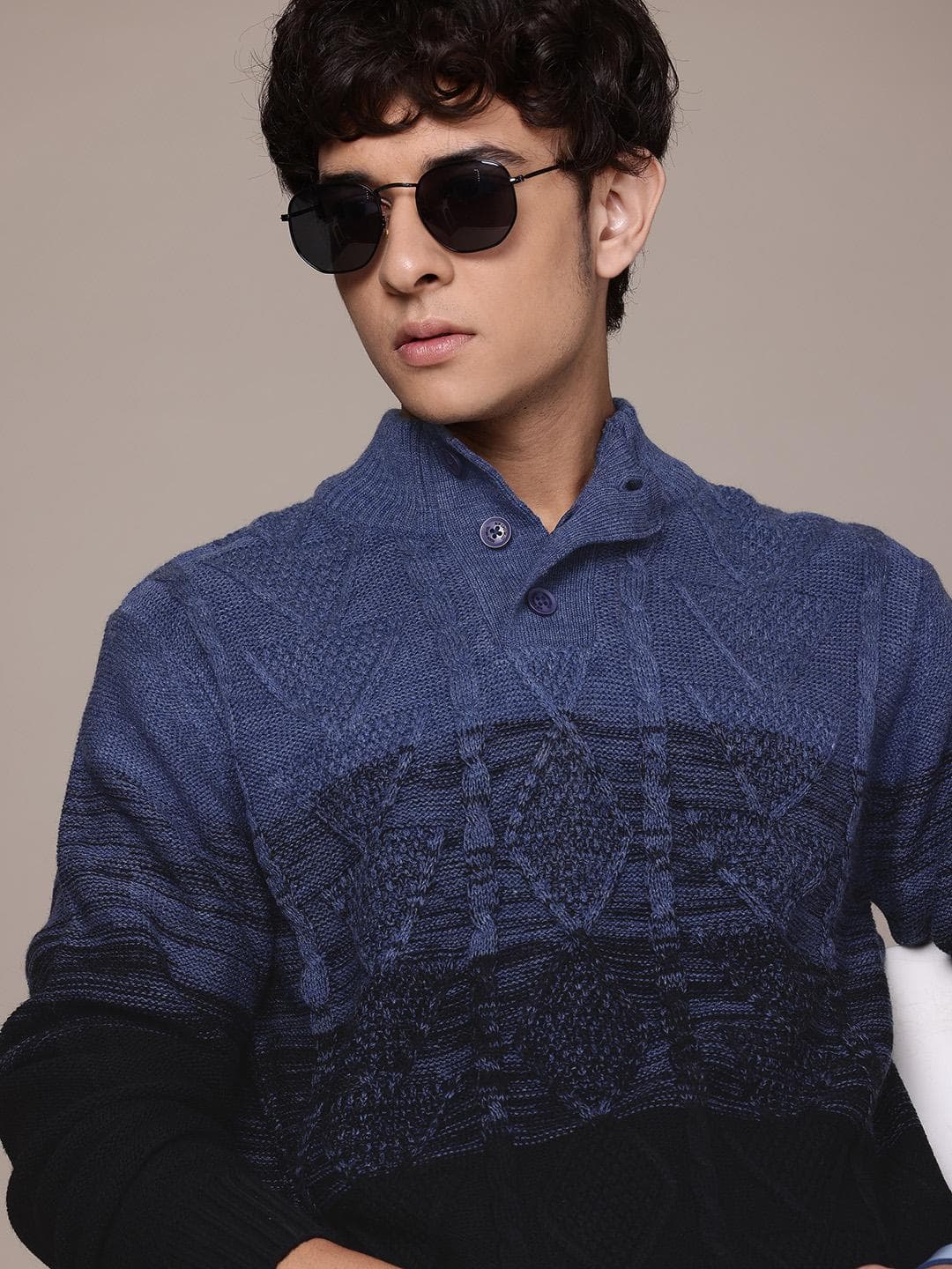 Roadster Men Cable Knit Pullover