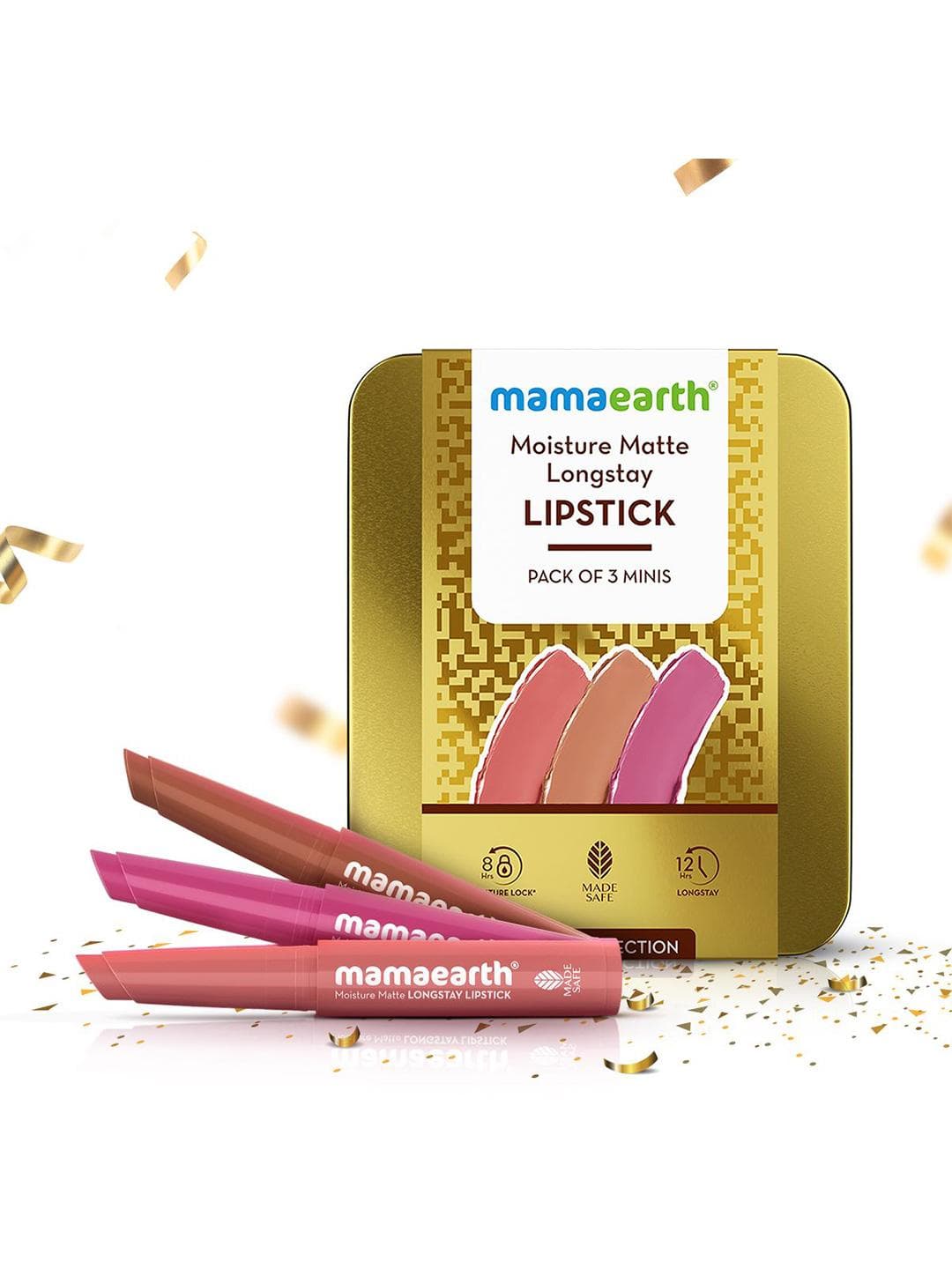 Buy Mamaearth Set Of 3 Moisture Matte Longstay Lipstick 0.7 G Each Nude Perfection - - Personal Care for Women