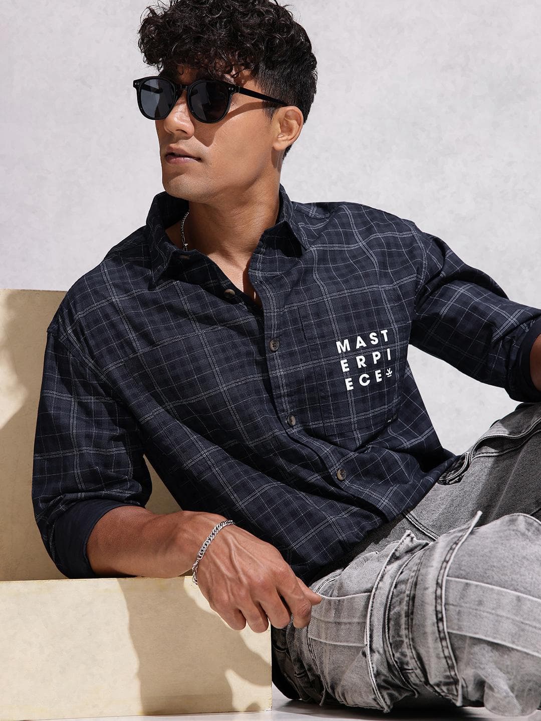 WROGN Checked Oversized Pure Cotton Casual Shirt