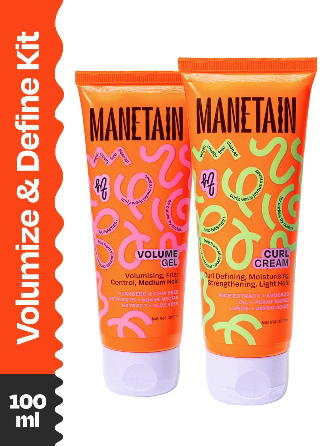 Buy MANETAIN Set Of 2 Volume Gel & Curl Cream 100 Ml Each - - Personal Care for Unisex