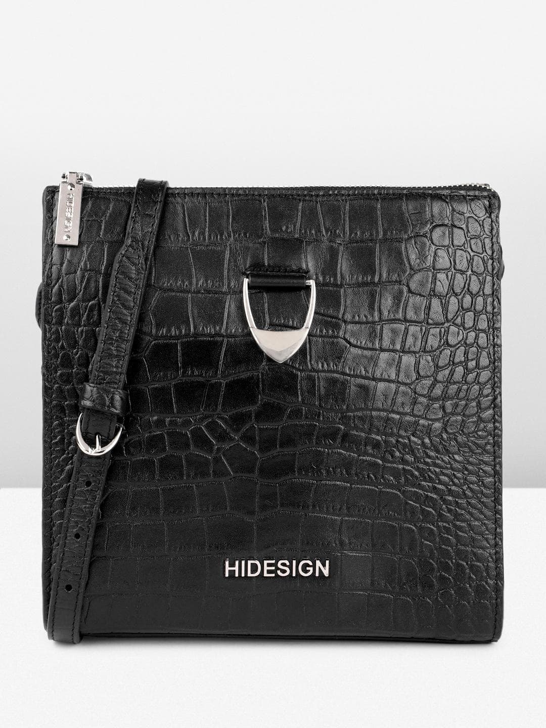 Hidesign CAMILLE 01 SHINY CROCO Animal Textured Structured Sling Bag