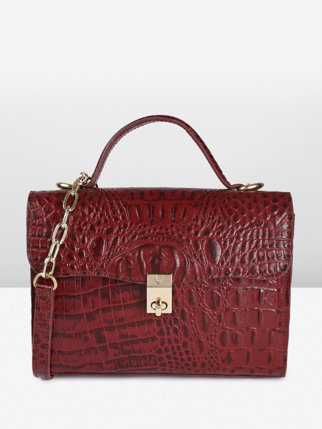 Buy Hidesign Animal Textured Leather Structured Satchel - - Accessories for Women