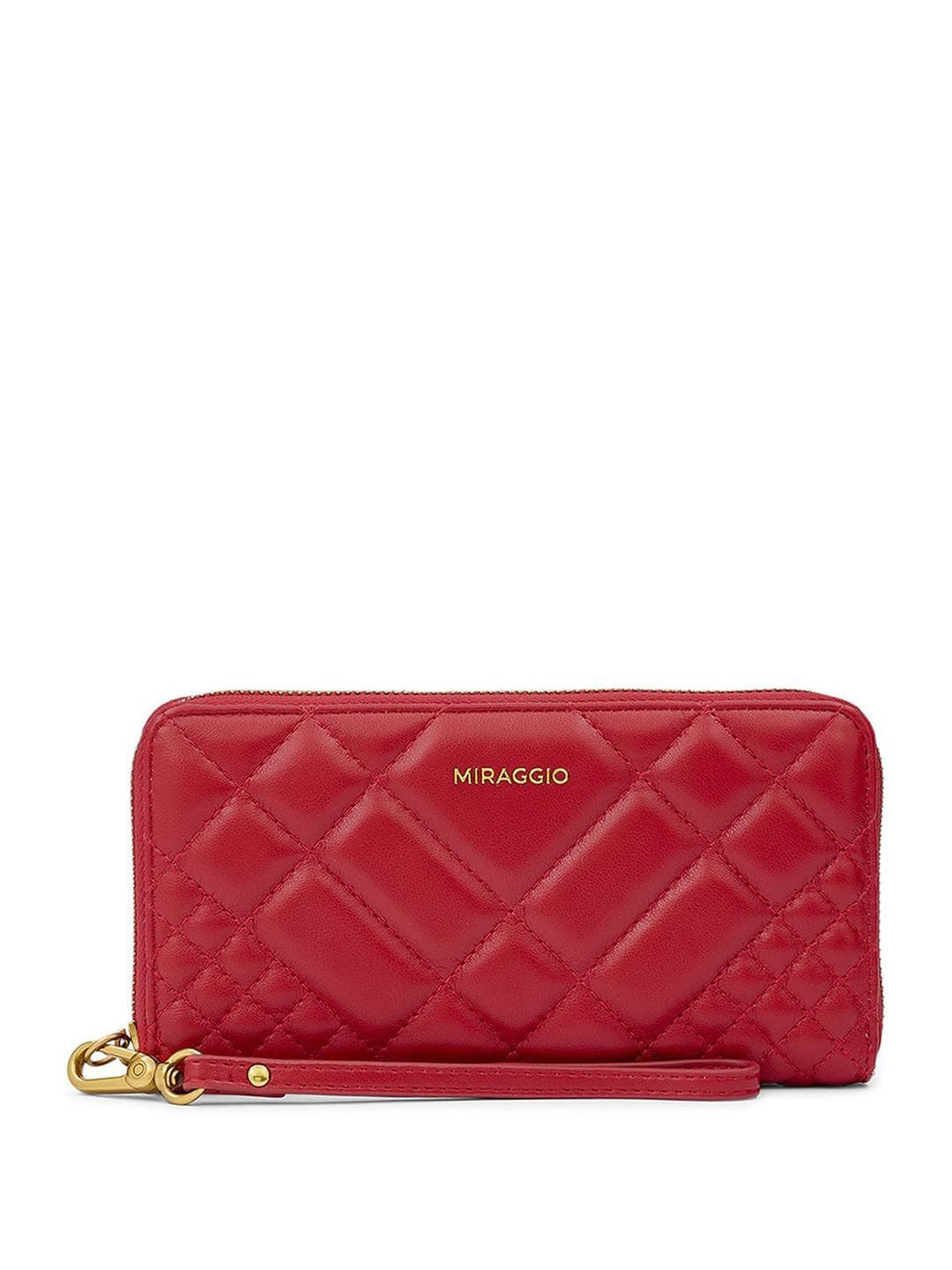 Buy MIRAGGIO Sutton Red Zip Around Wallet With Detachable Wrist Strap - - Accessories for Women
