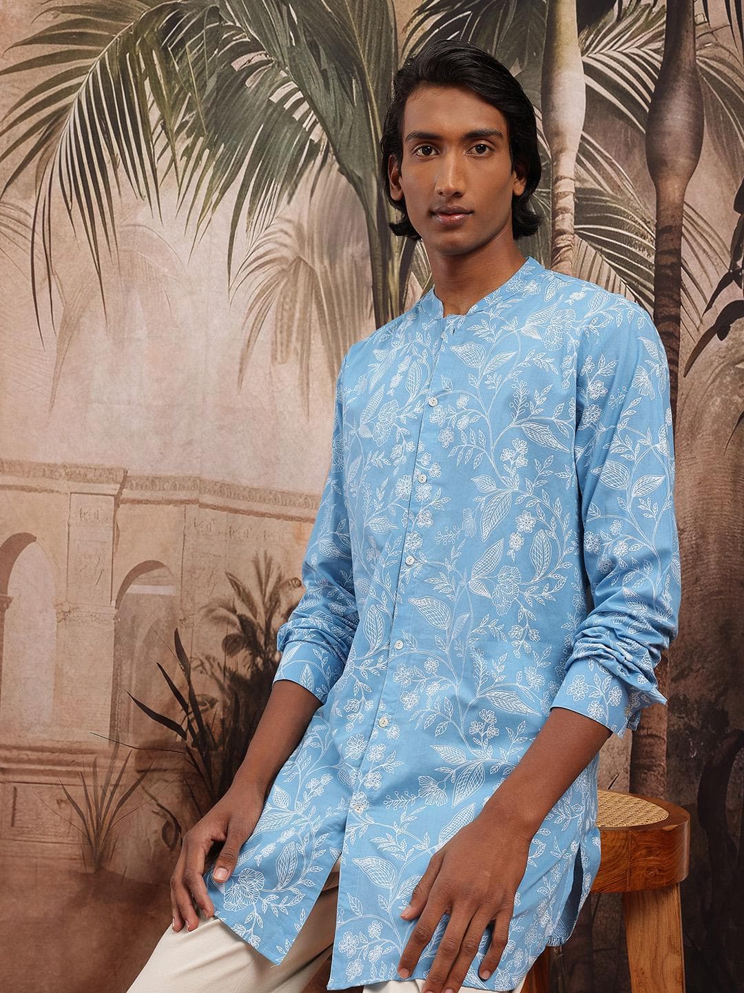 Sangria Floral Printed Pure Cotton Kurta