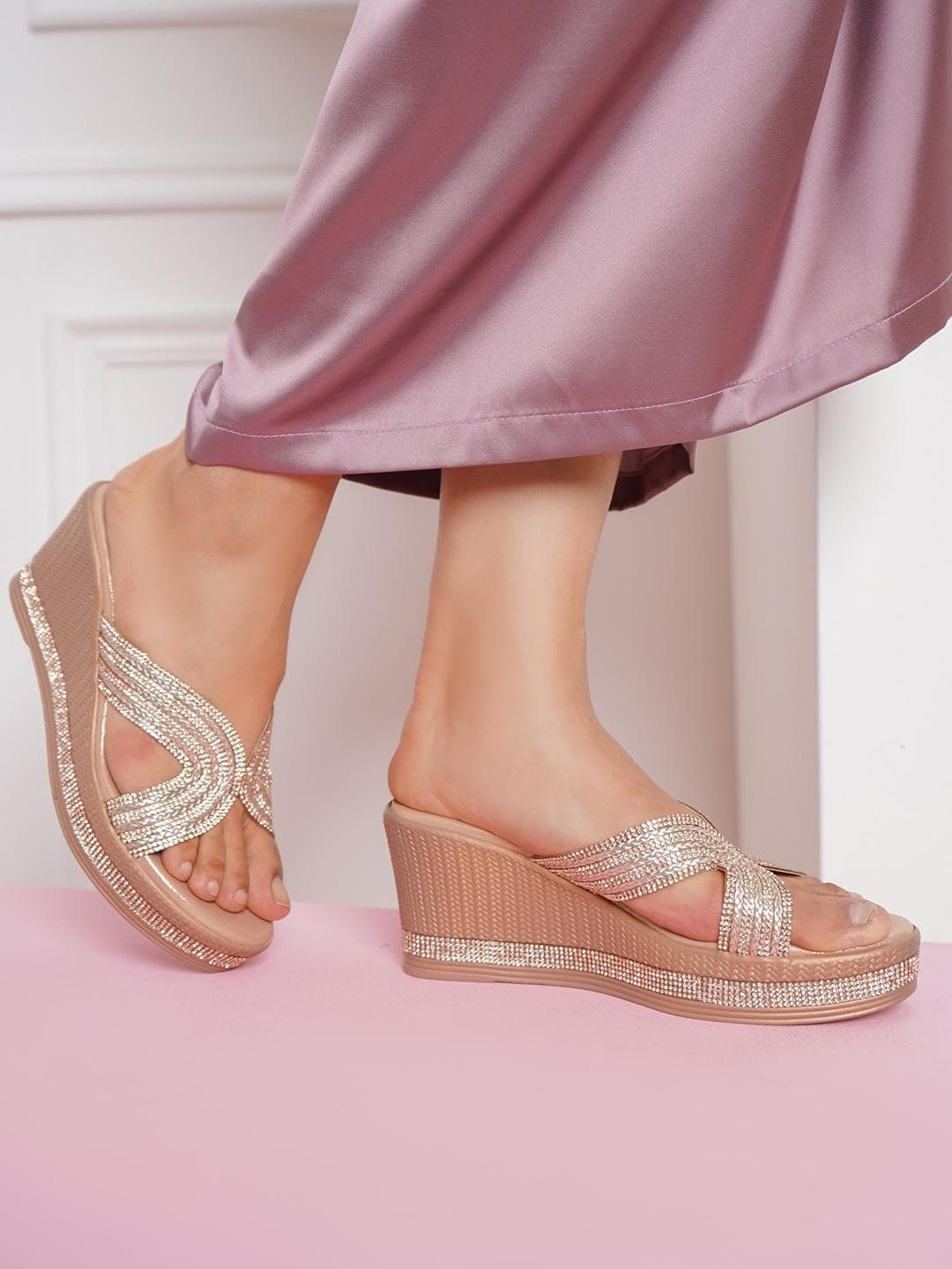Shezone Women Embellished Wedge Heels Sandals