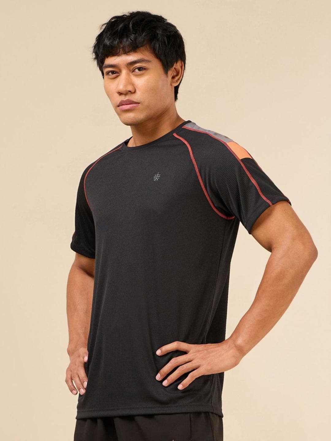 CULT Men Moisture Wicking Self Design Round Neck T-shirt