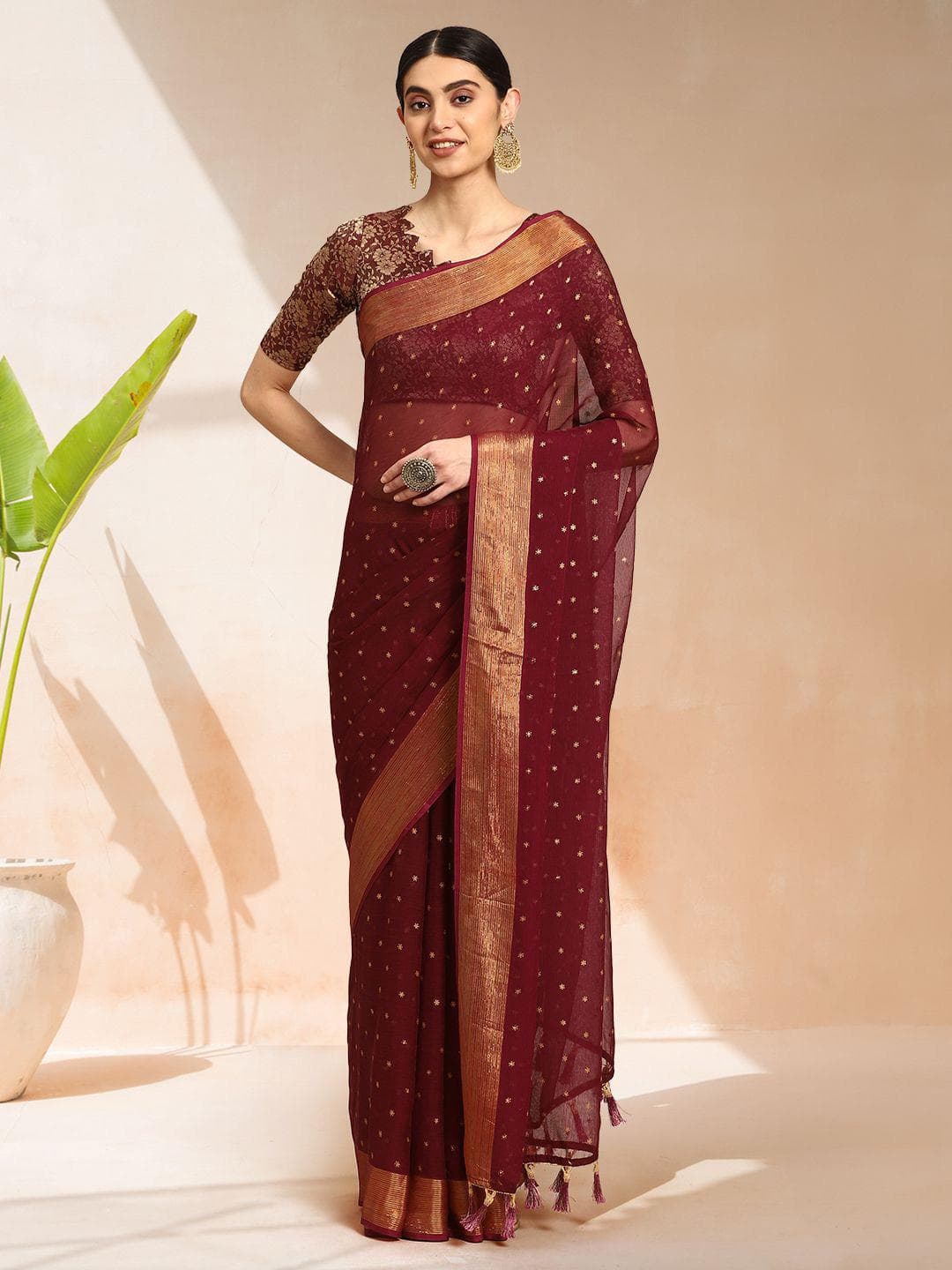 Mitera Floral Zari Ready To Wear Saree