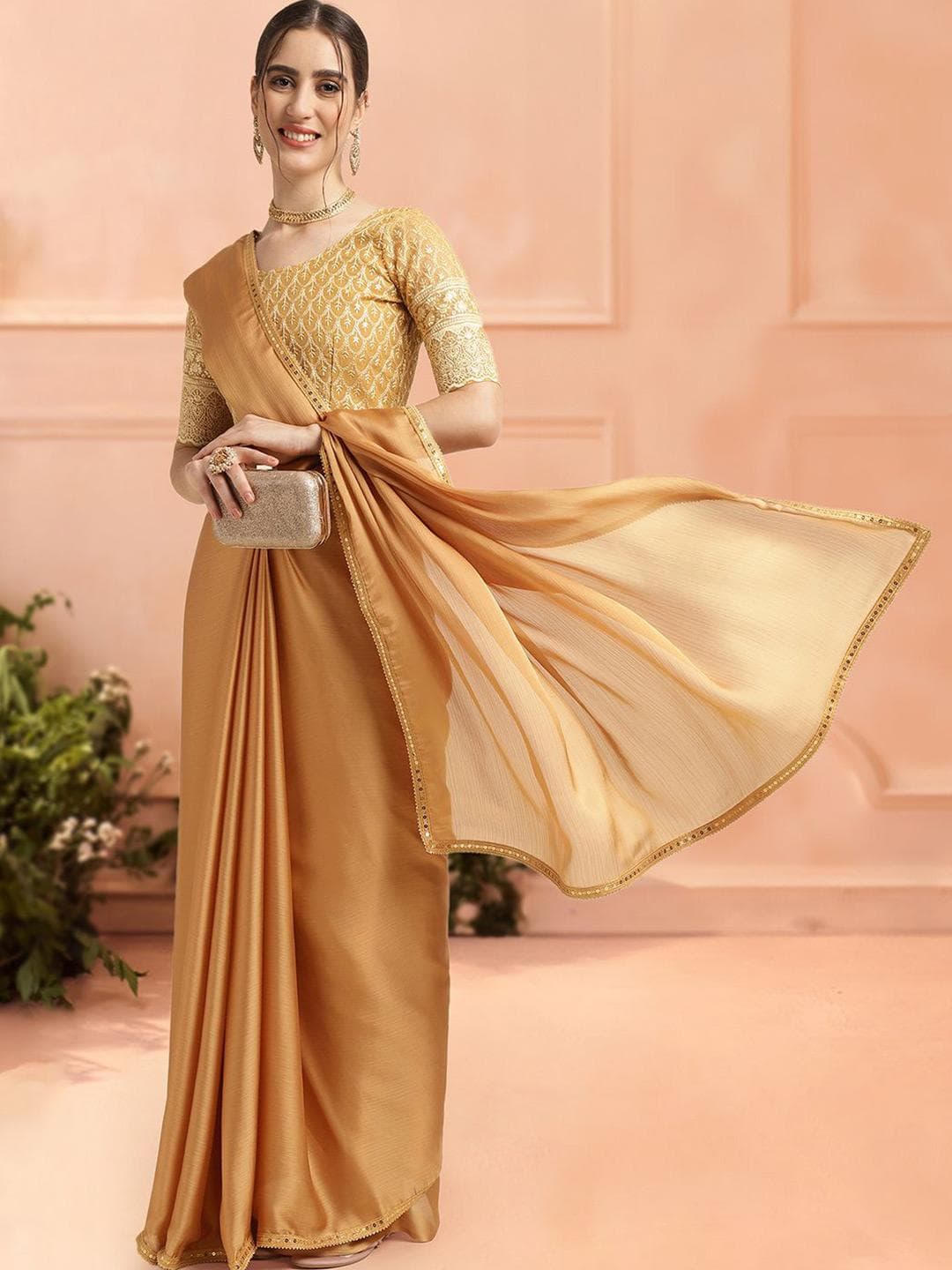 Mitera Embroidered Ready to Wear Saree With Sequence Lace