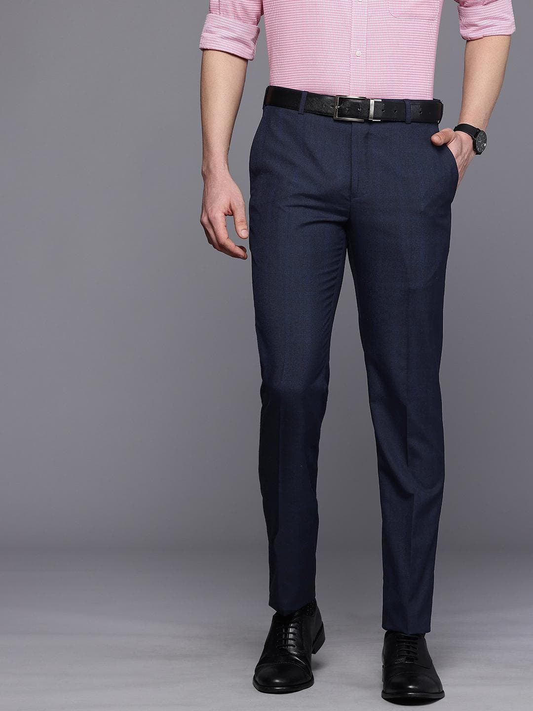 Raymond Men Checked Slim Fit Formal Trousers