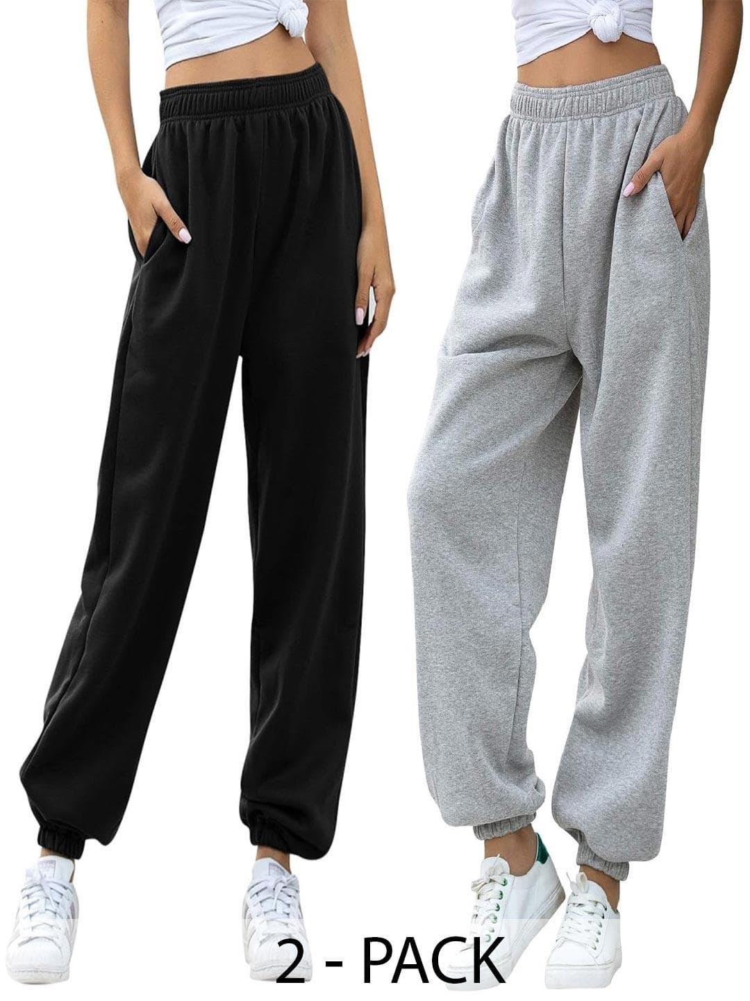 Q-rious Women Pack Of 2 Loose Fit Cotton Joggers