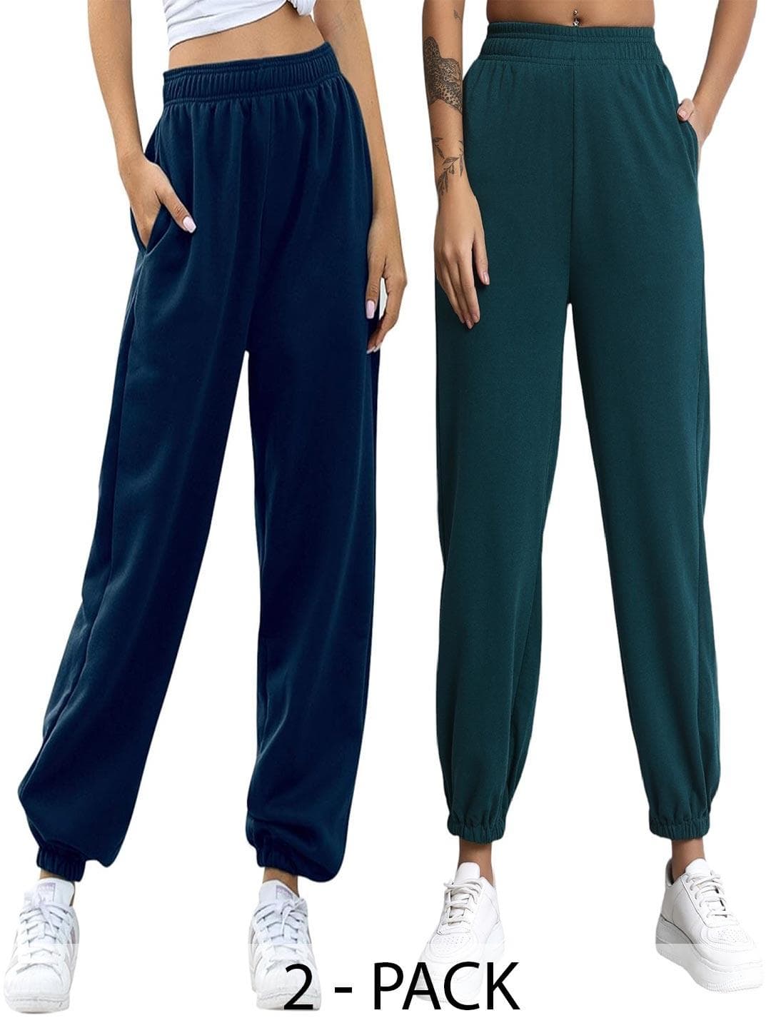 Q-rious Women Pack of 2 Loose Fit Joggers Trousers