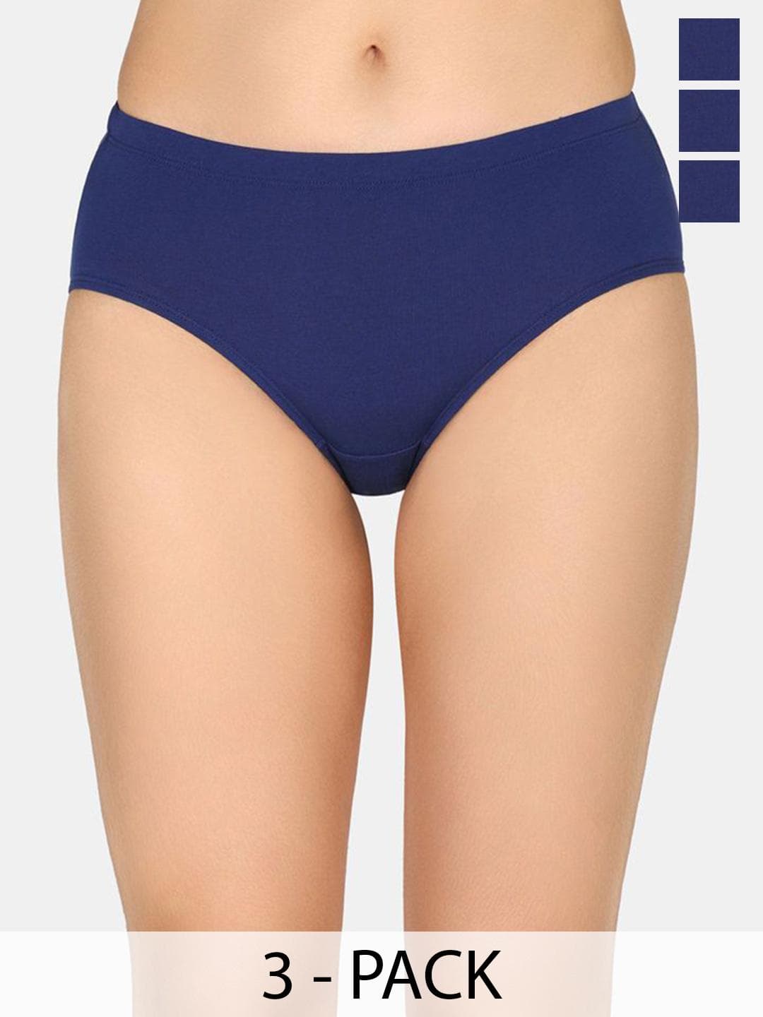 Zivame Women Pack Of 3 Mid-Rise Hipster Briefs
