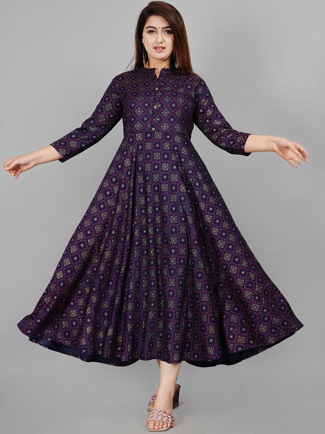 Mintmarie Women Geometric Printed Anarkali Kurta