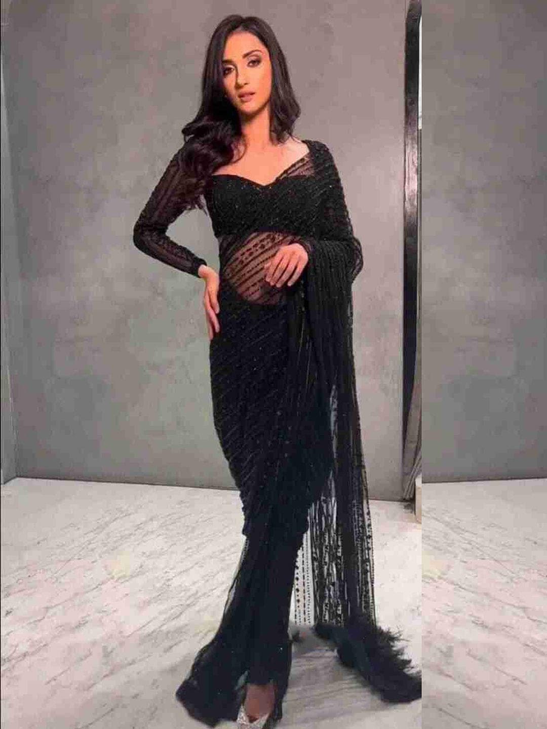 Mitera Embellished Sequinned Net Saree