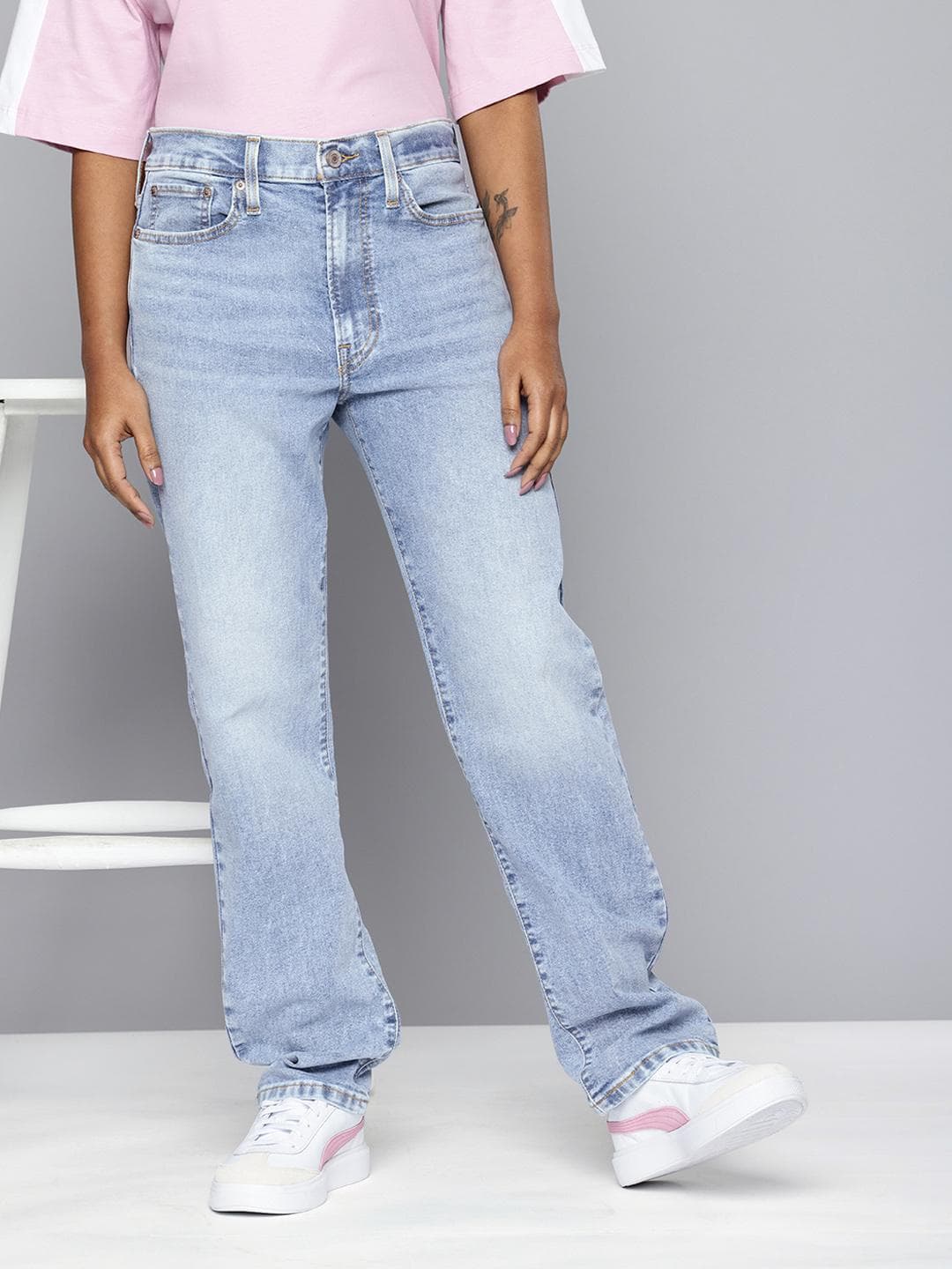 Levis Women's Blue Wedgie Straight Fit Mid Rise Jeans