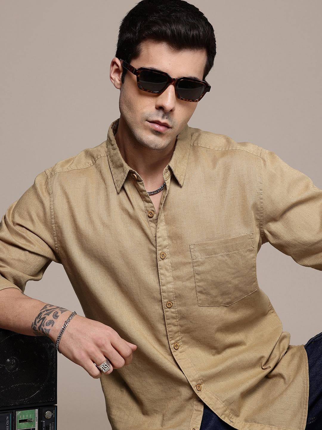 The Roadster Life Co. Regular Fit Cotton Linen Casual Shirt