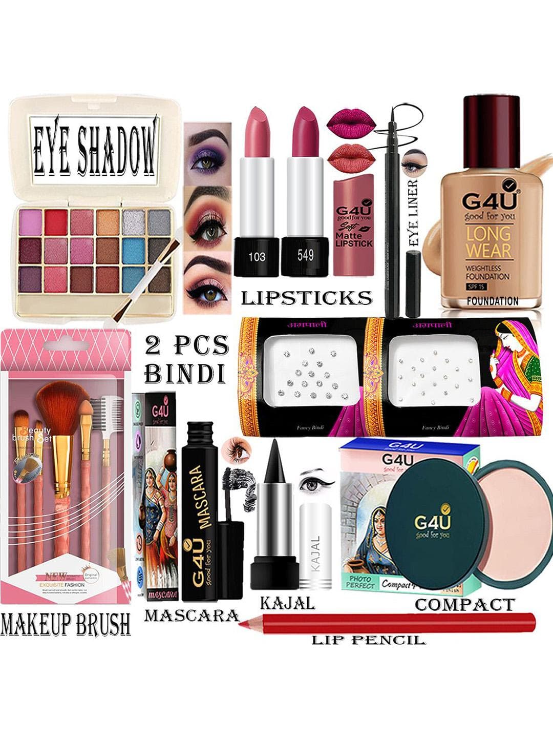 Buy G4U 16Pcs Pack Classics Cute & Bold Makeup Kit Set/Women 26j2022A3 - - Personal Care for Women