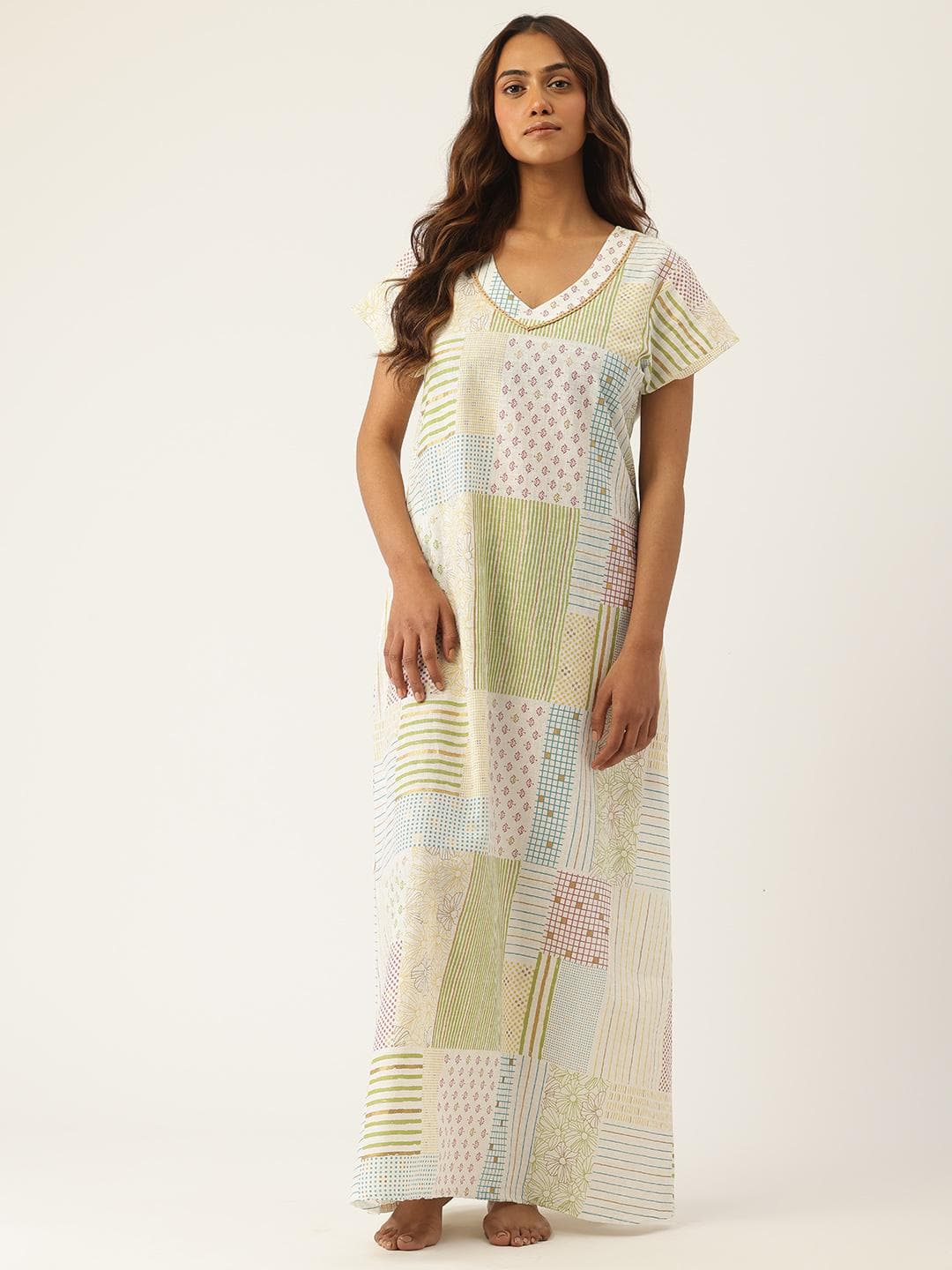 ETC Printed Pure Cotton Maxi Nightdress