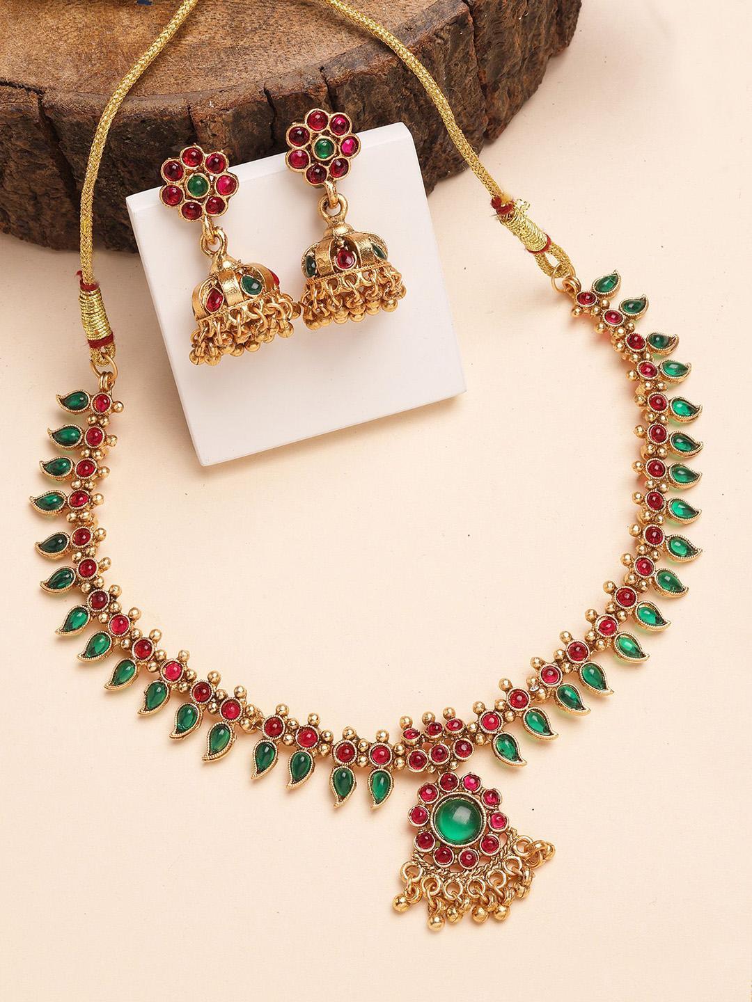 Buy KARATCART Gold Plated Kundan Studded Floral Design Necklace And Earrings - - Accessories for Women