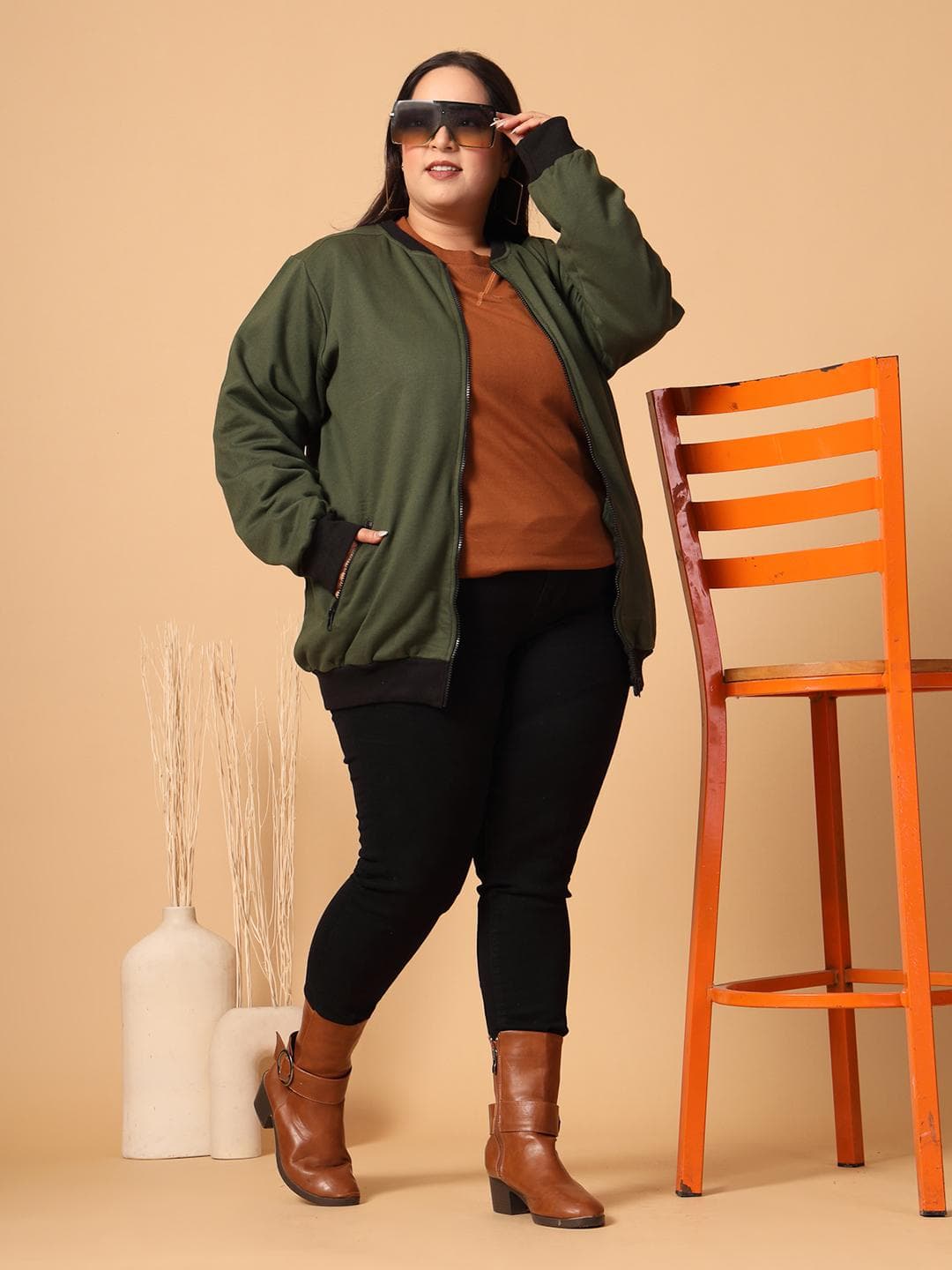 Rigo Plus Size Fleece Lightweight Open Front Jacket